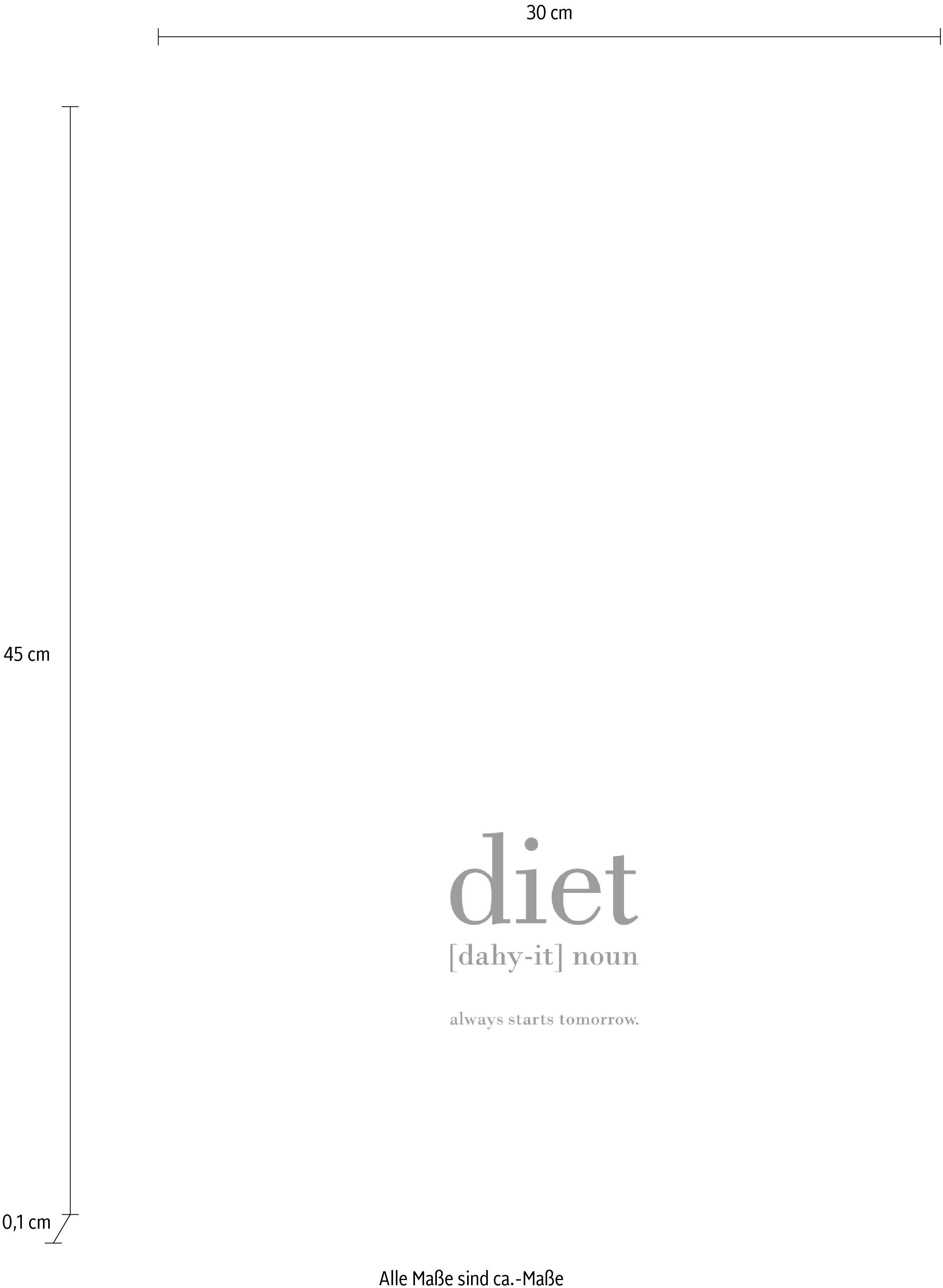 queence Sierobject voor aan de wand Diet Stalen bord, blikken bord, spreuk, grappig, wanddecoratie, retro, 20x30cm