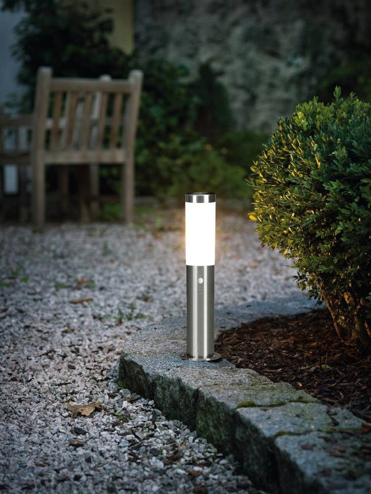 EGLO Sokkellamp HELSINKI LED padlamp, buitenverlichting, bewegingssensor, IP44, roestvrij staal (1 stuk)