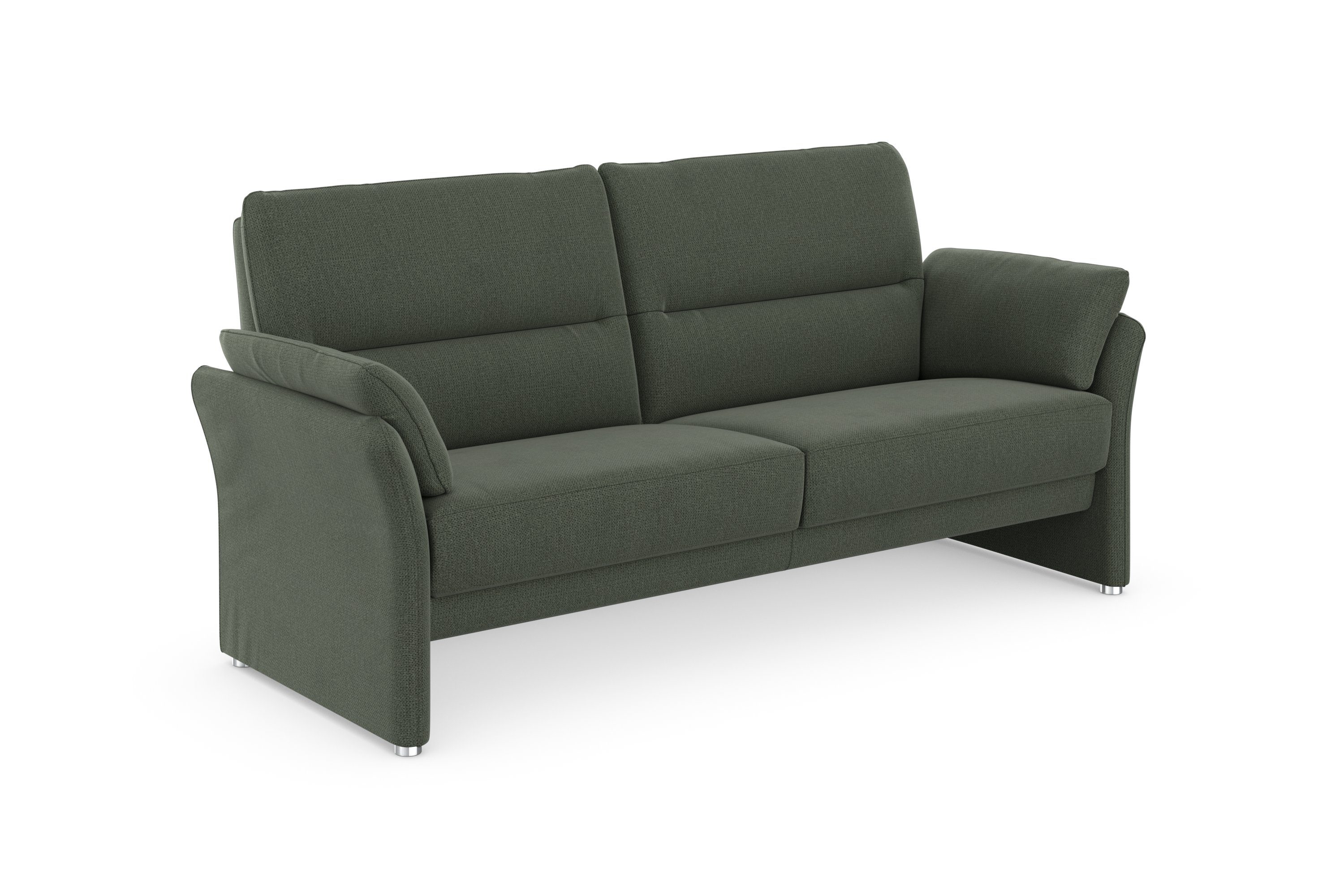 DOMO collection 2,5-zits Pina, smalle armleuningen, met bonellvering, compact & elegant Hoge zitcomfort, luxe microvezel leerlook, rood, breedte 199 cm