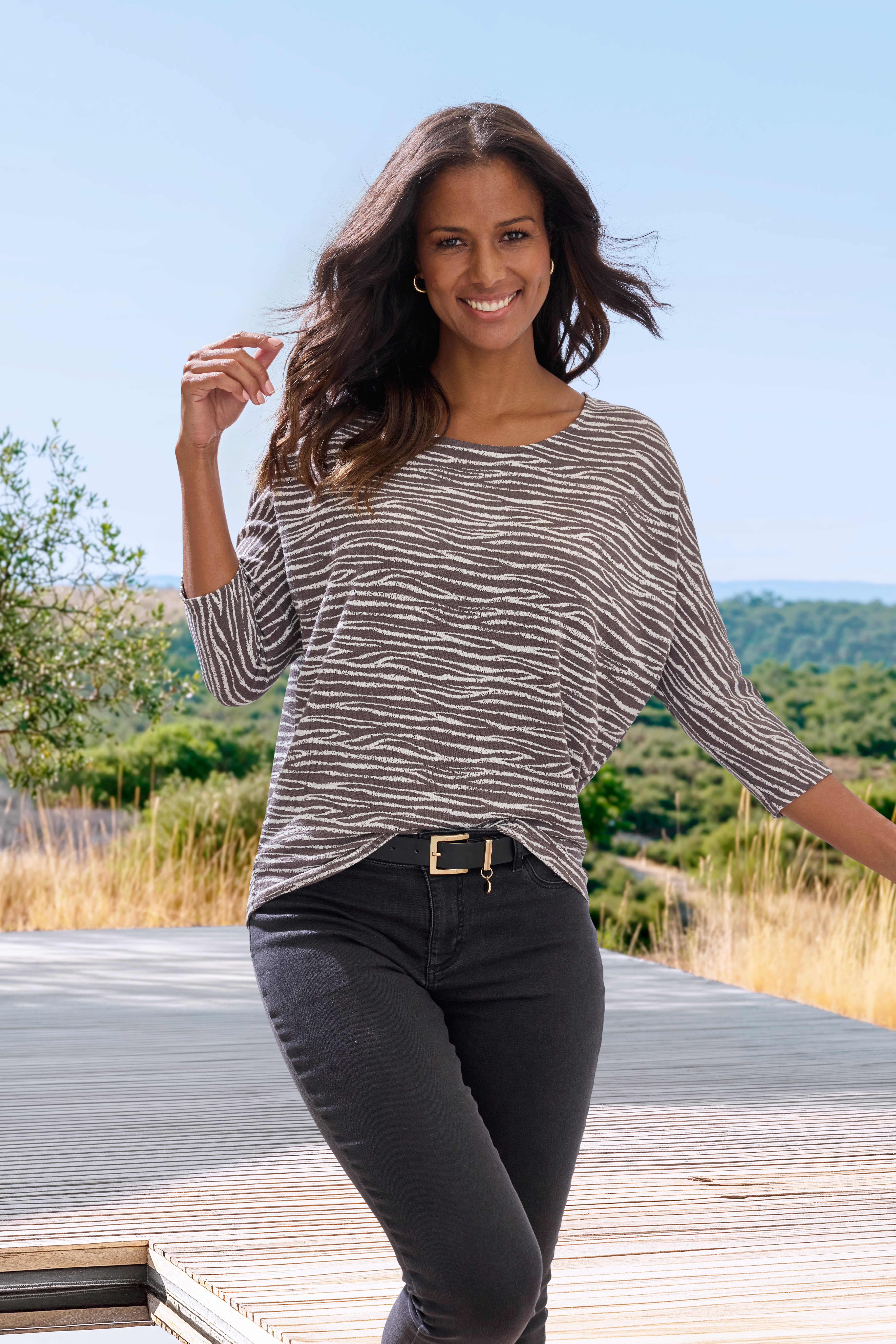 Lascana Shirt met 3/4 mouwen Met modieus zebra-patroon