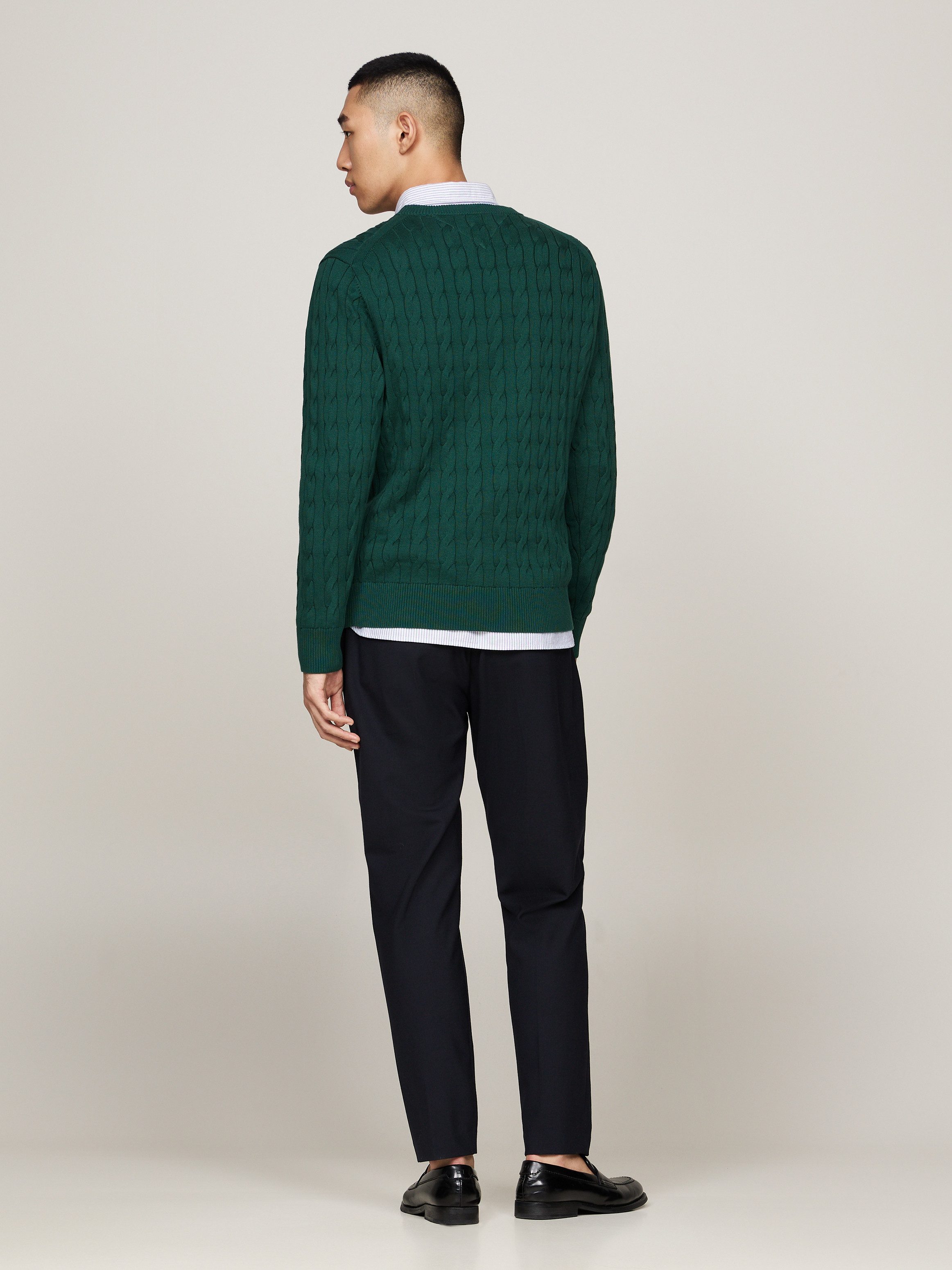 Tommy Hilfiger Gebreide trui CLASSIC CABLE CREW NECK met structuurbreisel en vlaglabel