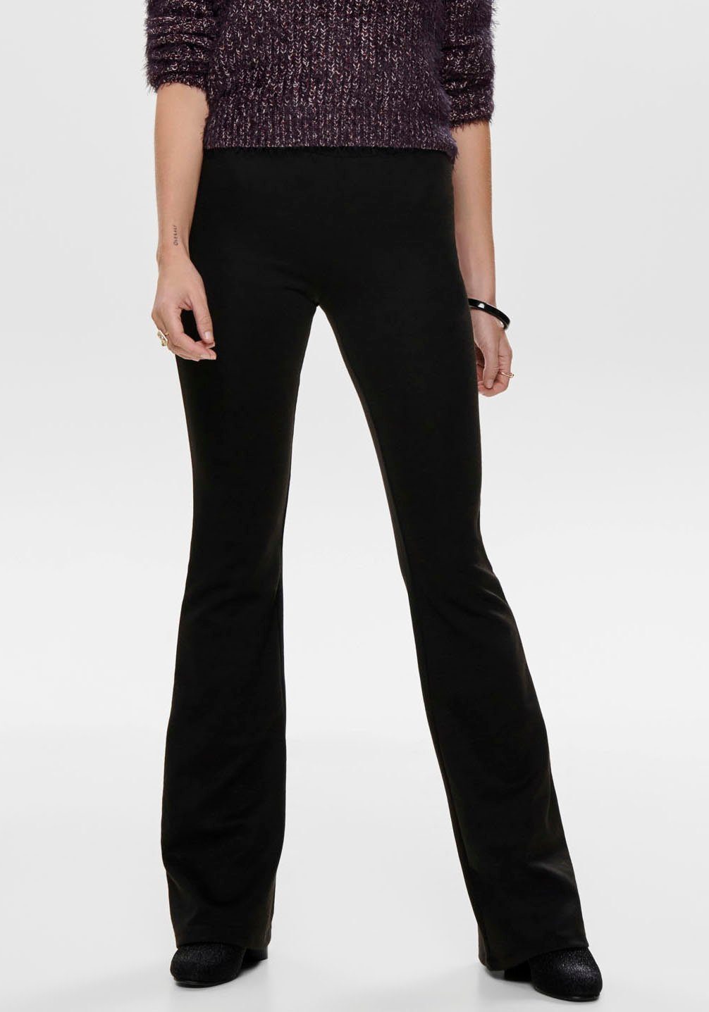 Only Jerseybroek ONLFEVER STRETCH FLAIRED PANTS JRS dames broeken maat M (38) zwart