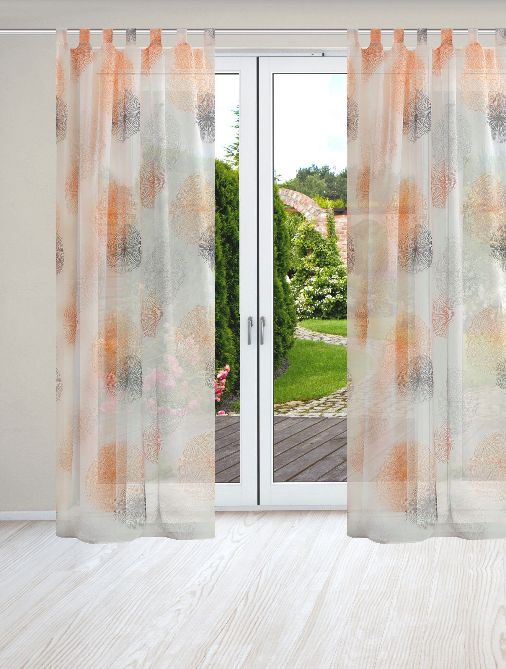 HOME WOHNIDEEN Gordijn RAWLINS 2-delig set lus-sjaal rawlins bedrukt (2 stuks)