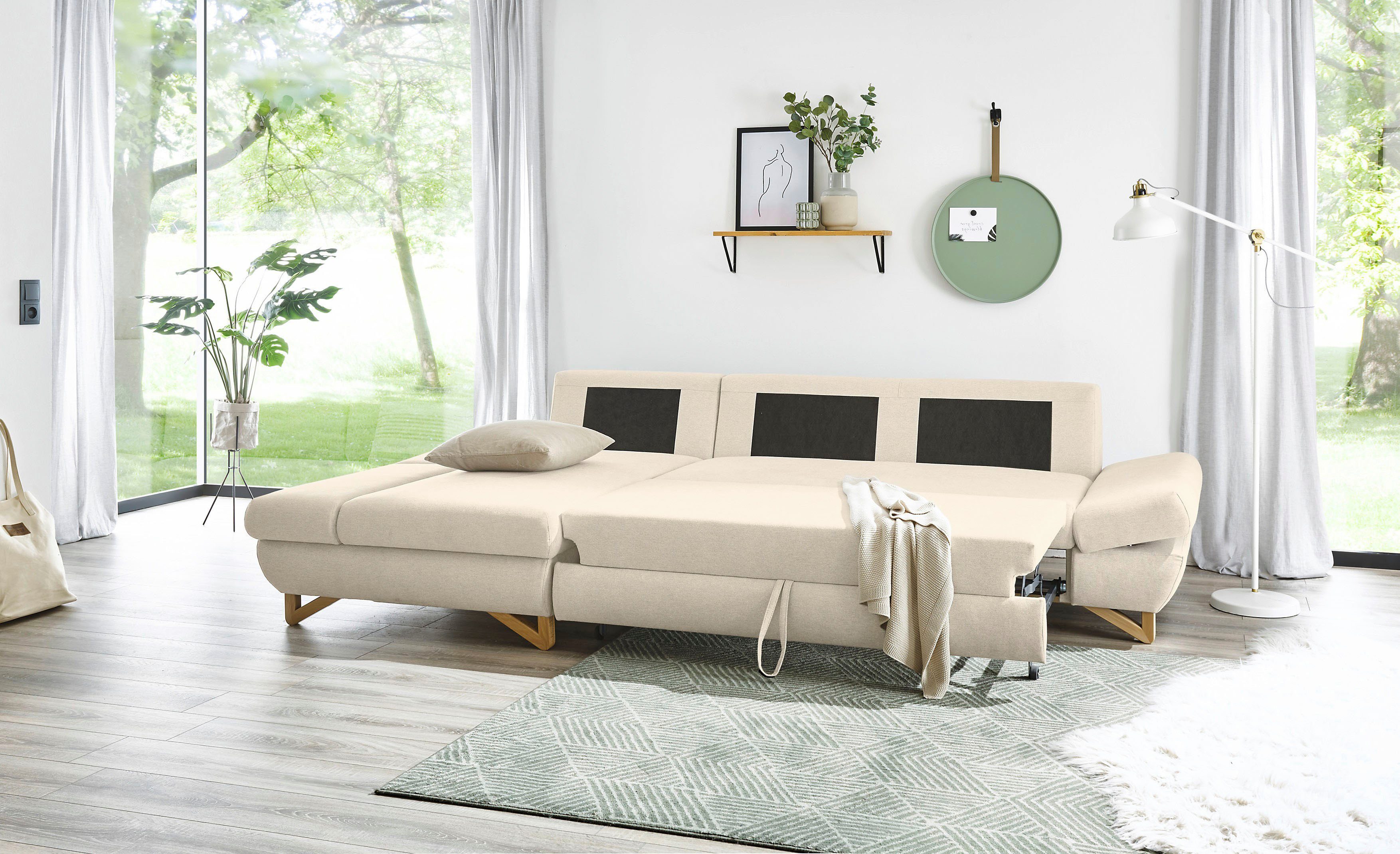 INOSIGN Slaapbank City/Giron comfortabele slaapbank (ligoppervlak 245 x 138 cm) en bedlade