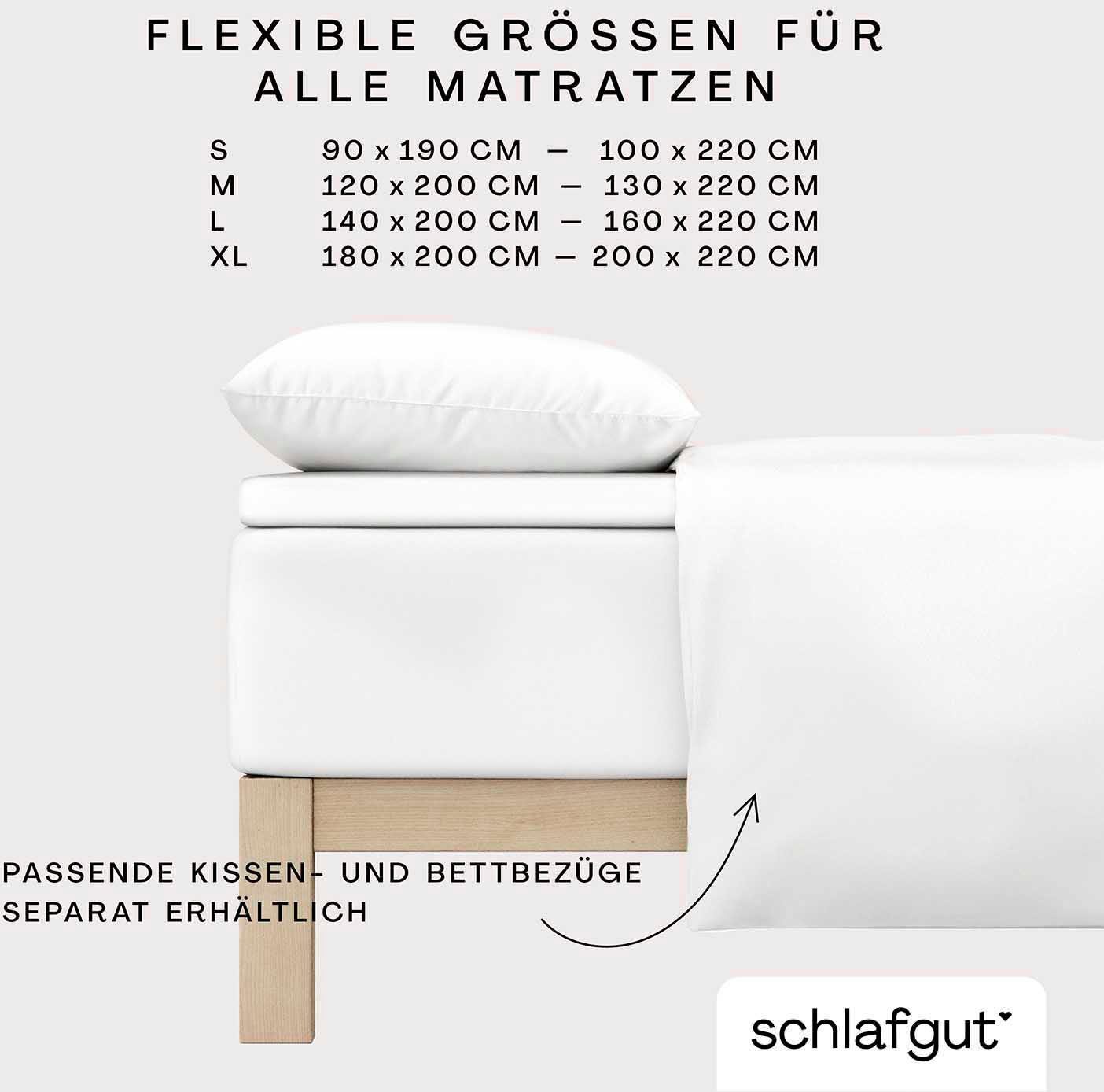 Schlafgut Hoeslaken PURE TOPPER in maat 90x200, 140x200 of 180x200 cm, hoes voor topper van 100% biologische katoen, voor matrassen tot 10 cm hoogte, beddengoed (1 stuk)