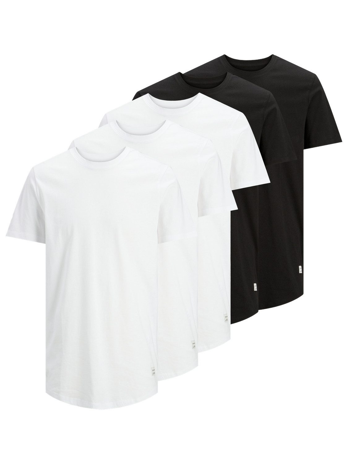Jack & Jones T-shirt JJENOA TEE SS CREW NECK 5PK MP NOOS (5-delig, Set van 5) heren t-shirts maat XS (44) wit