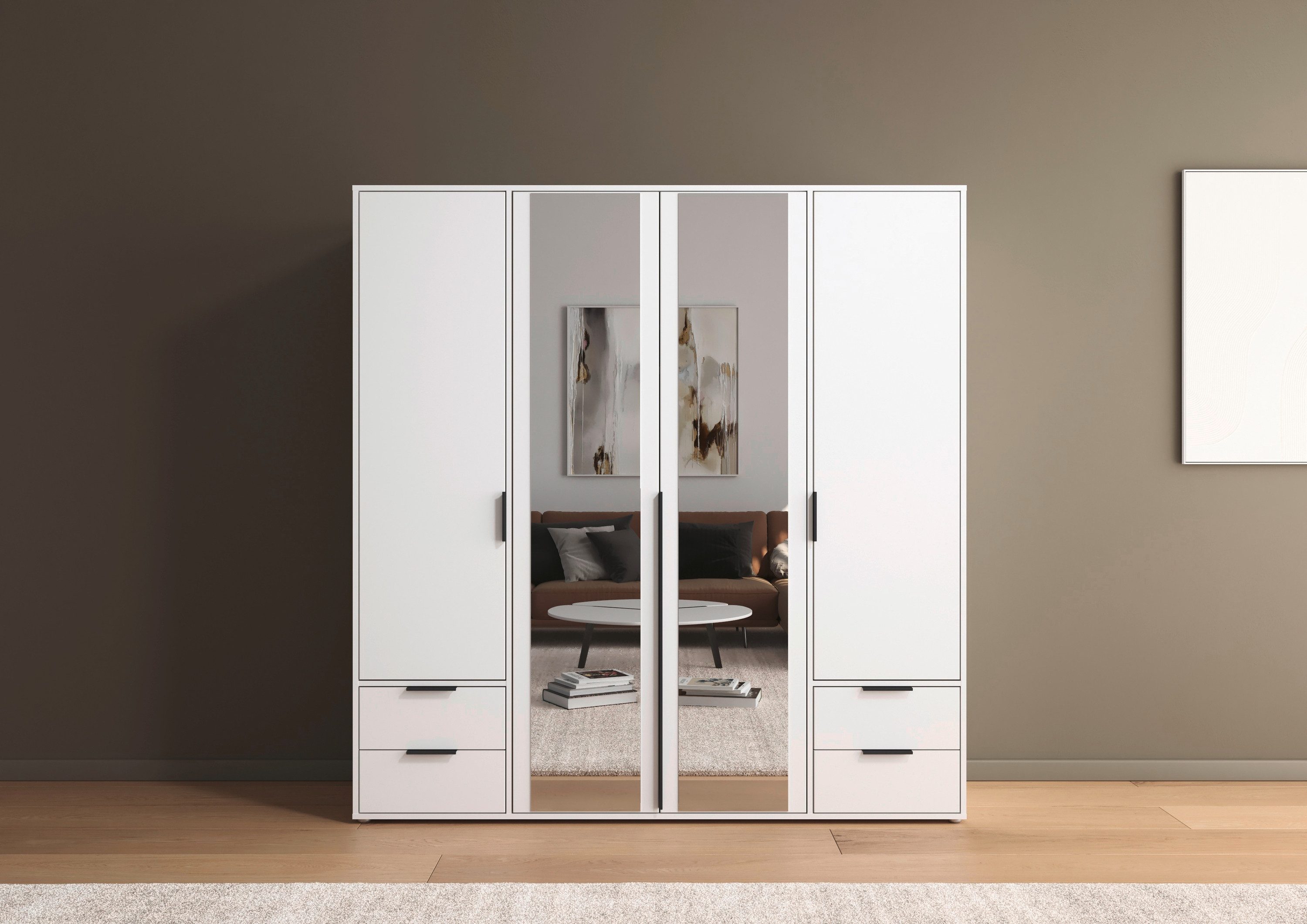 rauch Draaideurkast Kledingkast Kast Garderobe Wasmand NAGATA met Spiegel und schubladen sowie stangengriffen topseller made in germany