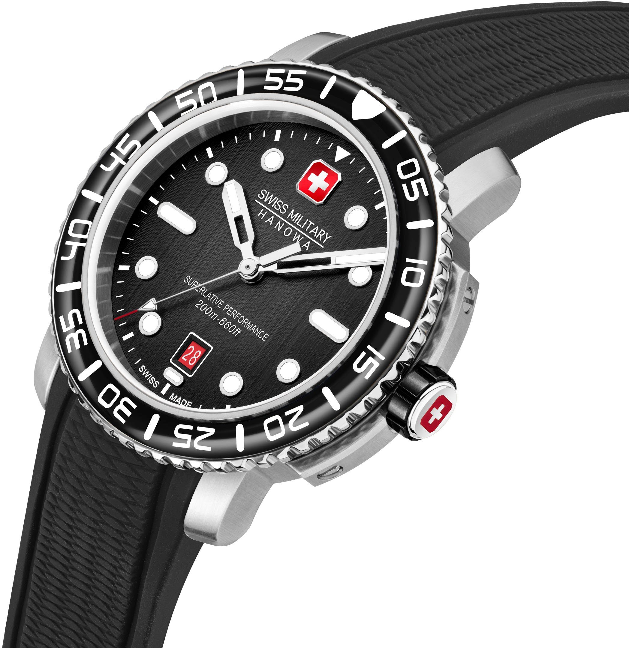 Swiss Military Hanowa Kwartshorloge BLACK MARLIN, SMWGN0001701 Horloge, herenhorloge, Swiss Made, datum, saffierglas