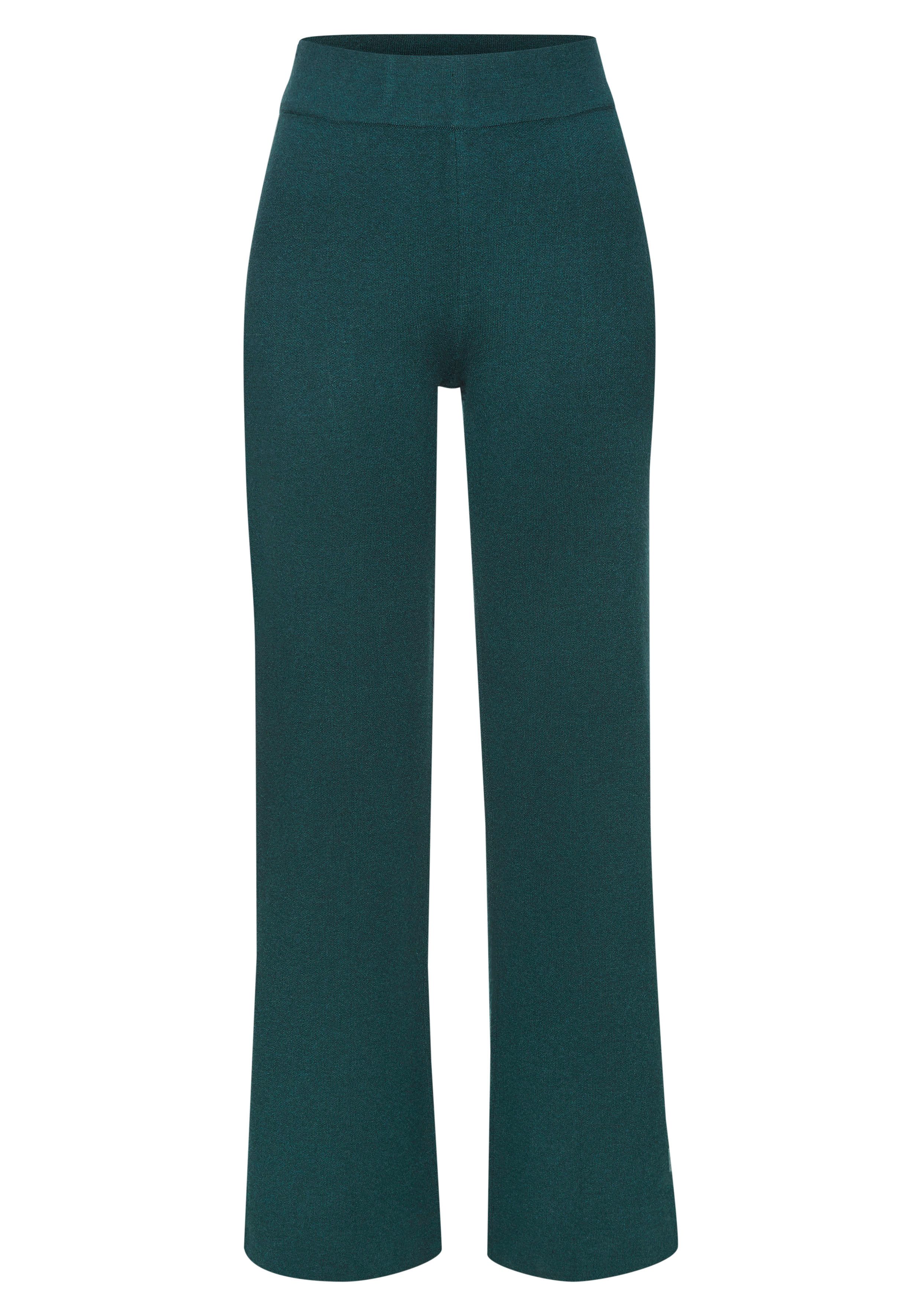Elbsand Tricotbroek met wijde pijpen en geborduurd logo, loungewear