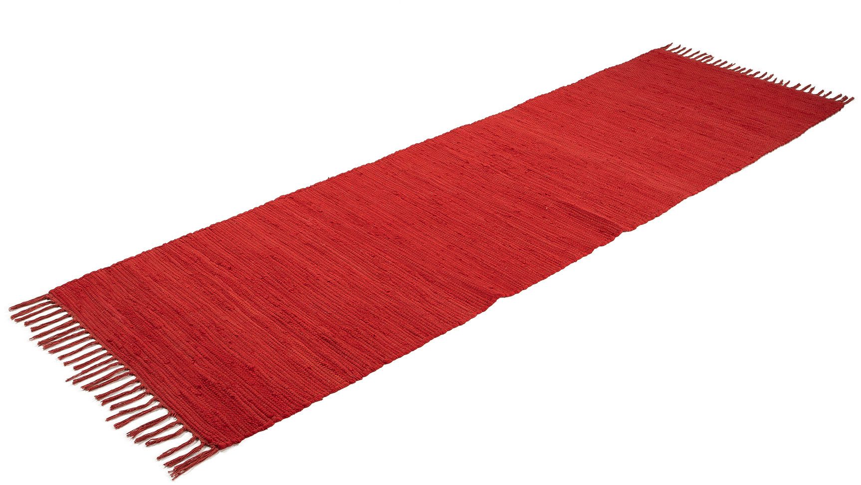carpetfine Vloerkleed Kelim Chindi uni Tweezijdig te gebruiken kleed, puur katoen, met de hand geweven, unikleuren, met franje