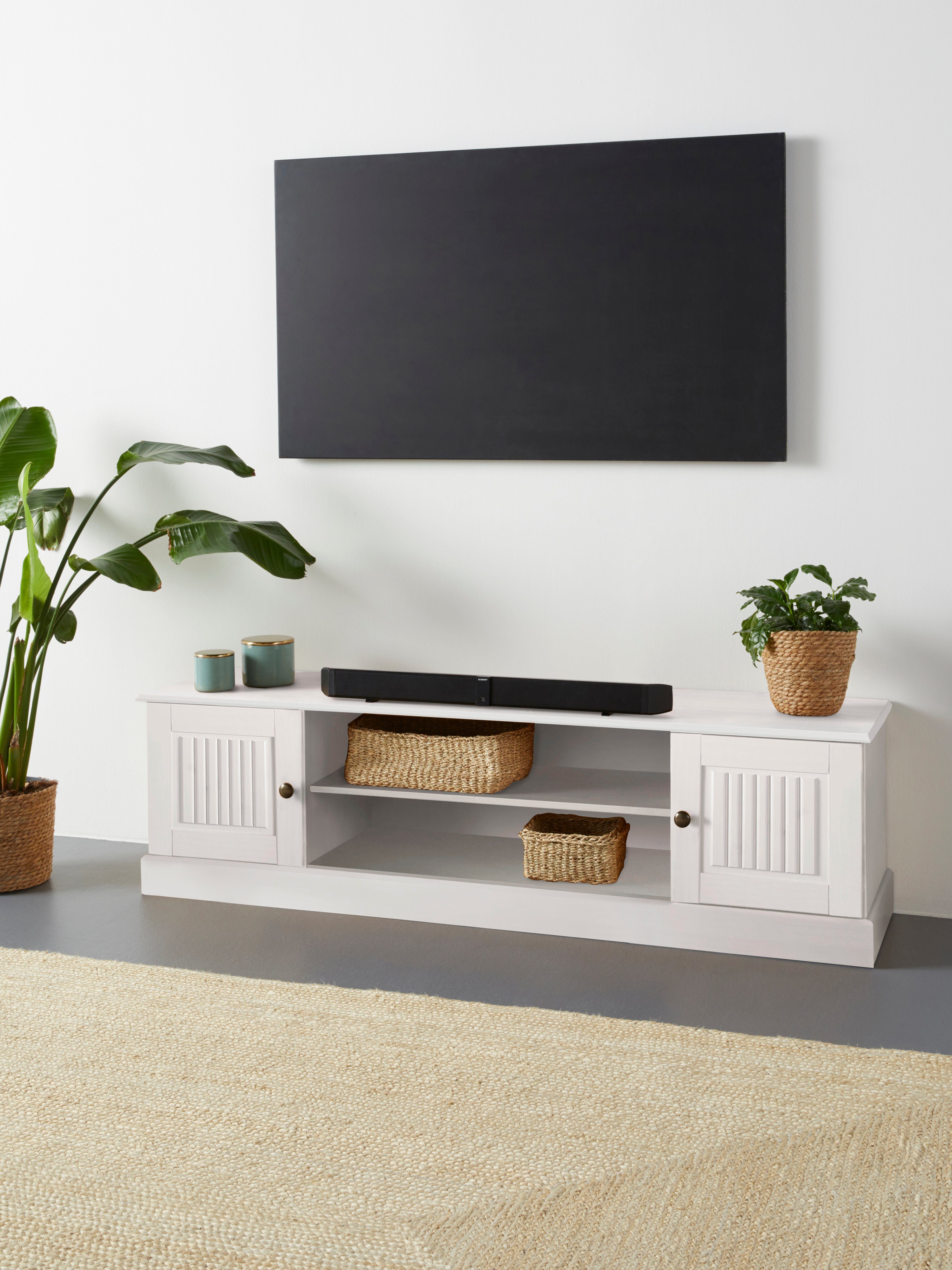 Home affaire Tv-meubel Liotta met kabeldoorgang en 1 losse plank, massief grenen