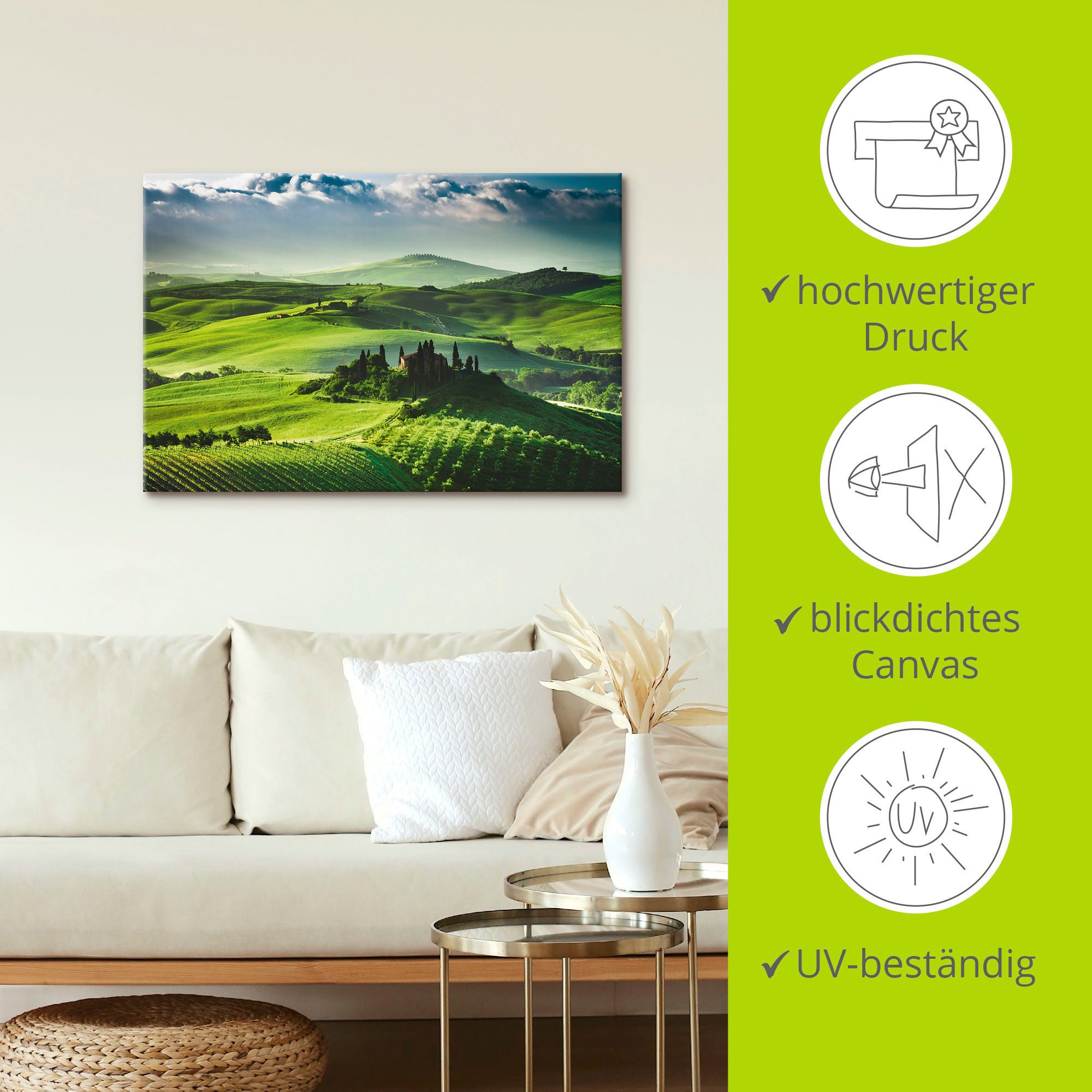 Artland Artprint Zonsopkomst boven een olijfgaard als artprint op linnen, poster in verschillende formaten maten