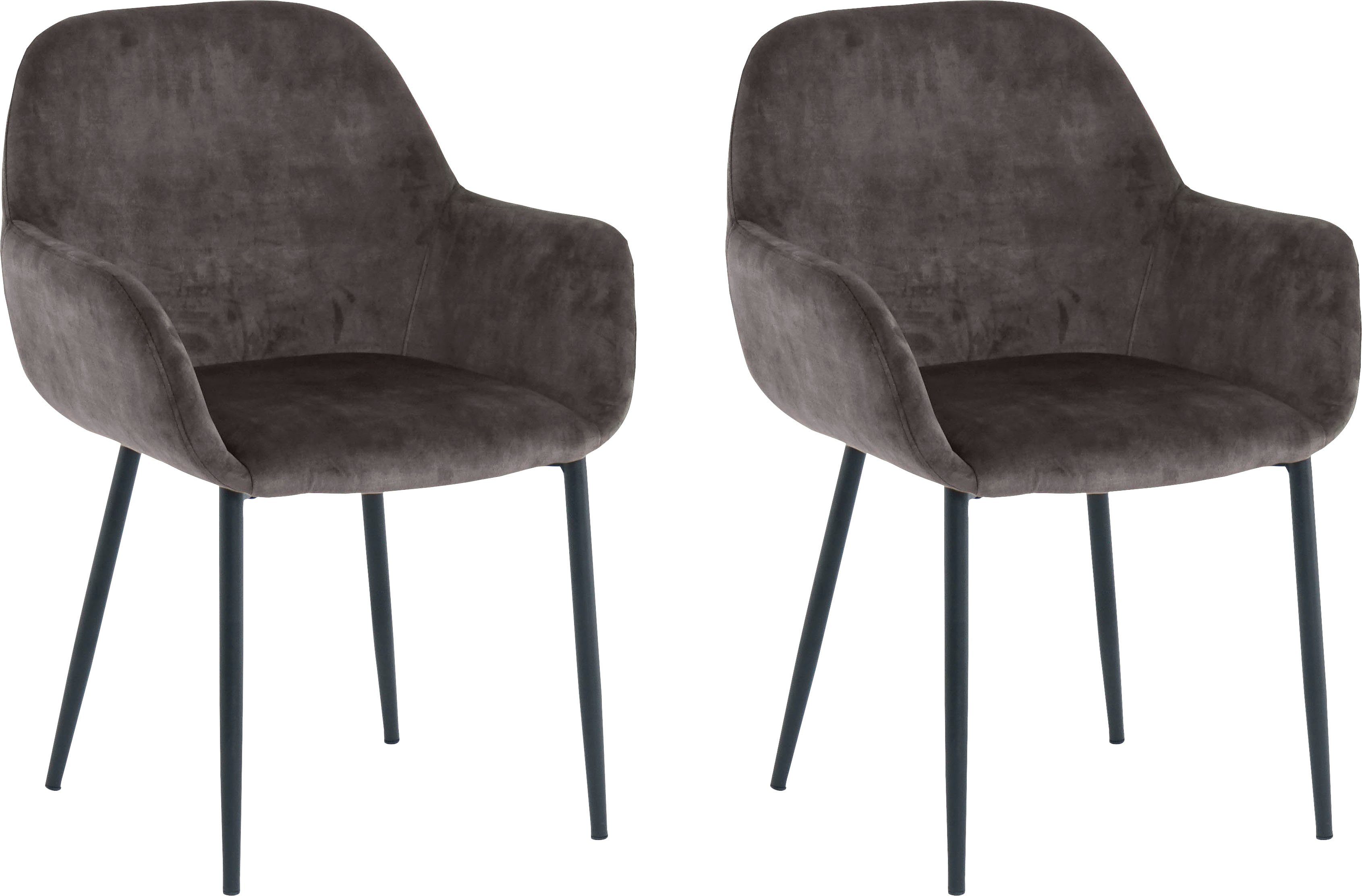 SIT Stoel met armleuningen glamoureuze bekleding in fluwelige look (set, 2 stuks)