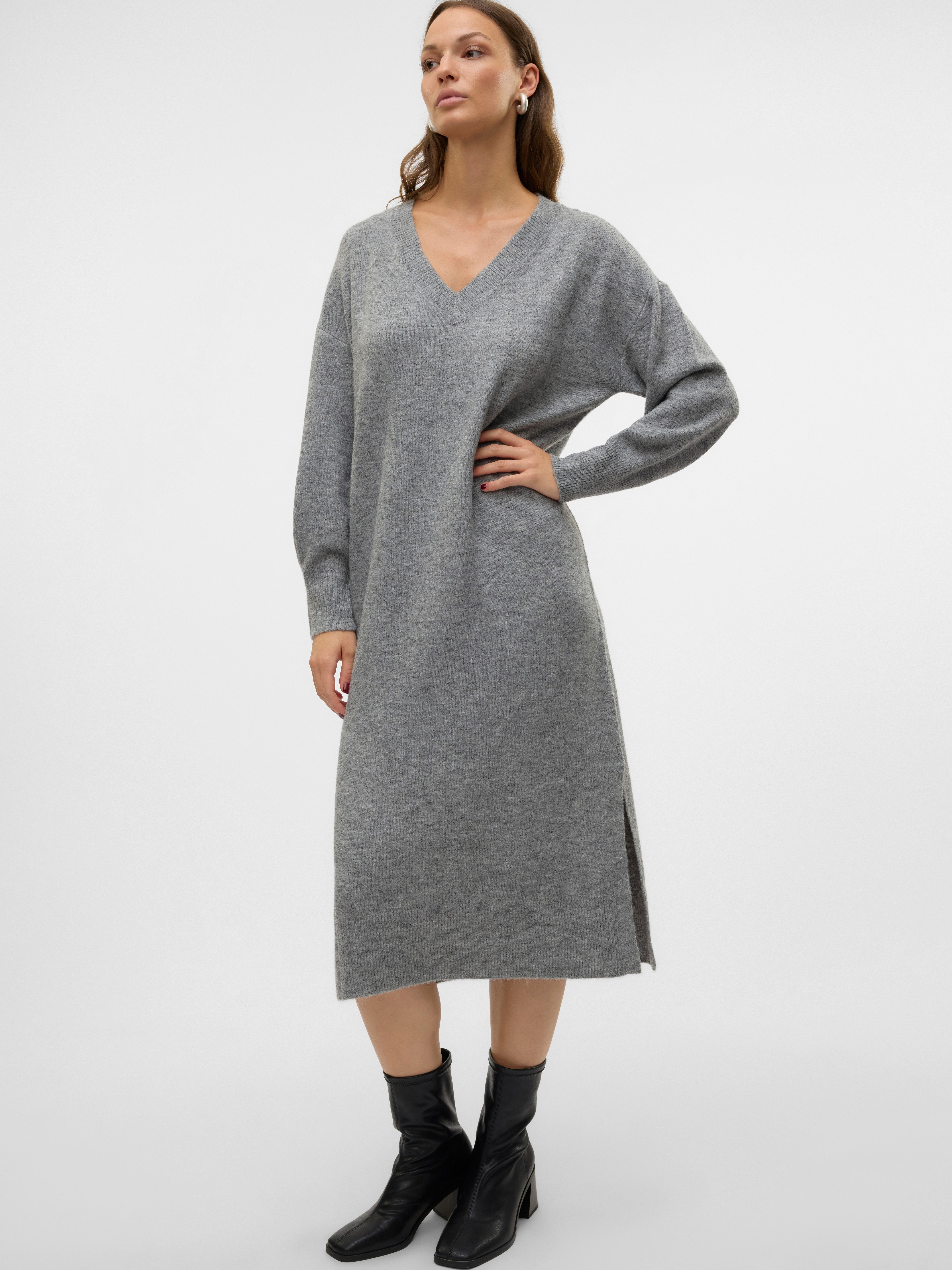 Vero Moda Gebreide jurk VMJUPITER LS V-NECK CALF DRESS BF