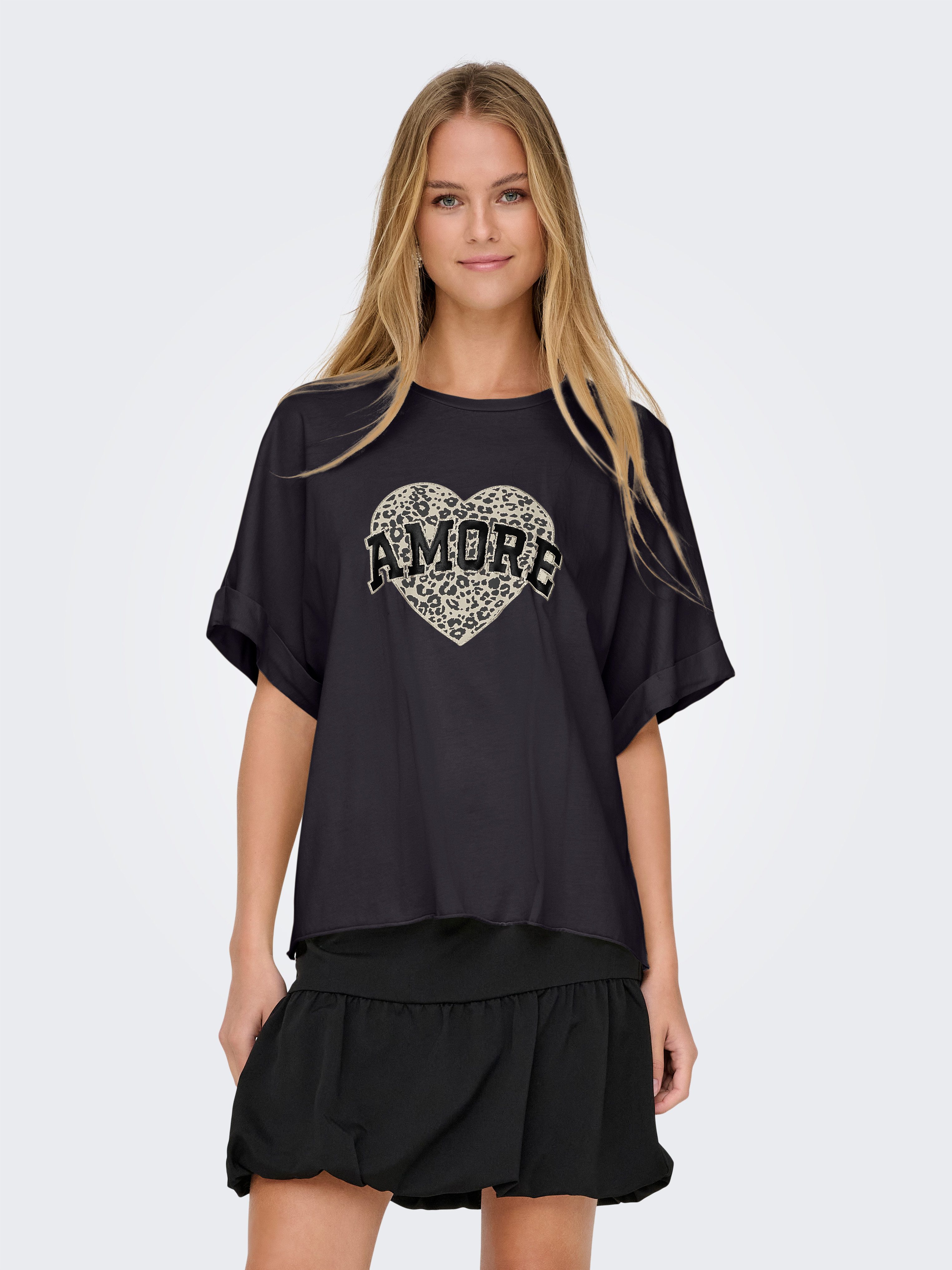 Only Shirt met korte mouwen ONLLUCY LIFE S-S LEO TOP CS JRS