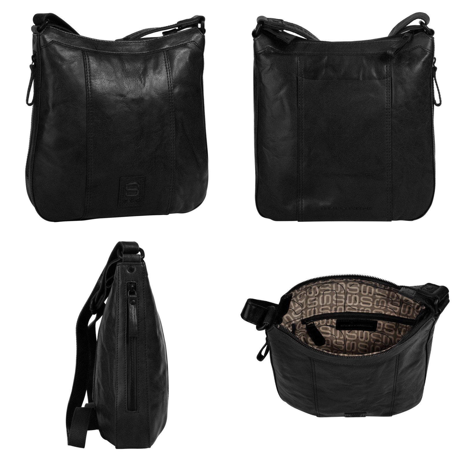 Spikes & Sparrow Schoudertas echt leder