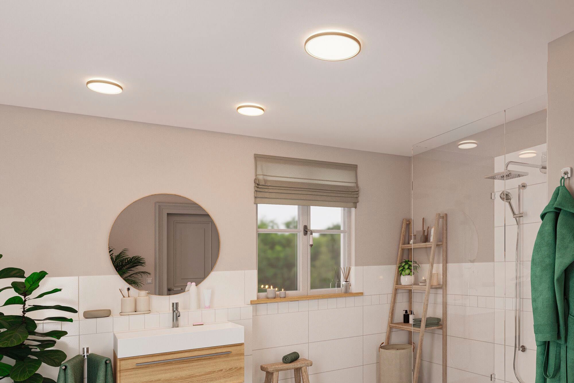 Paulmann Led-paneel Atria Shine 11,2W 4000K 190mm eik kunststof IP44