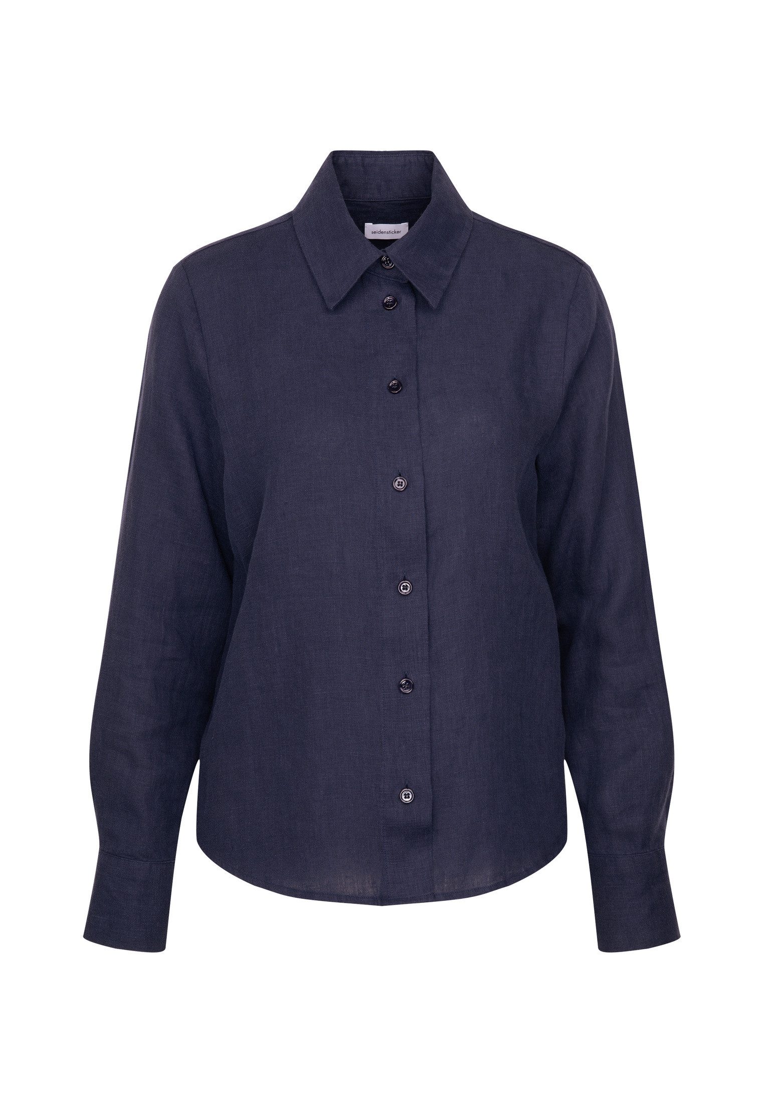 seidensticker Overhemdblouse Zwarte roos Lange mouwen kraag uni
