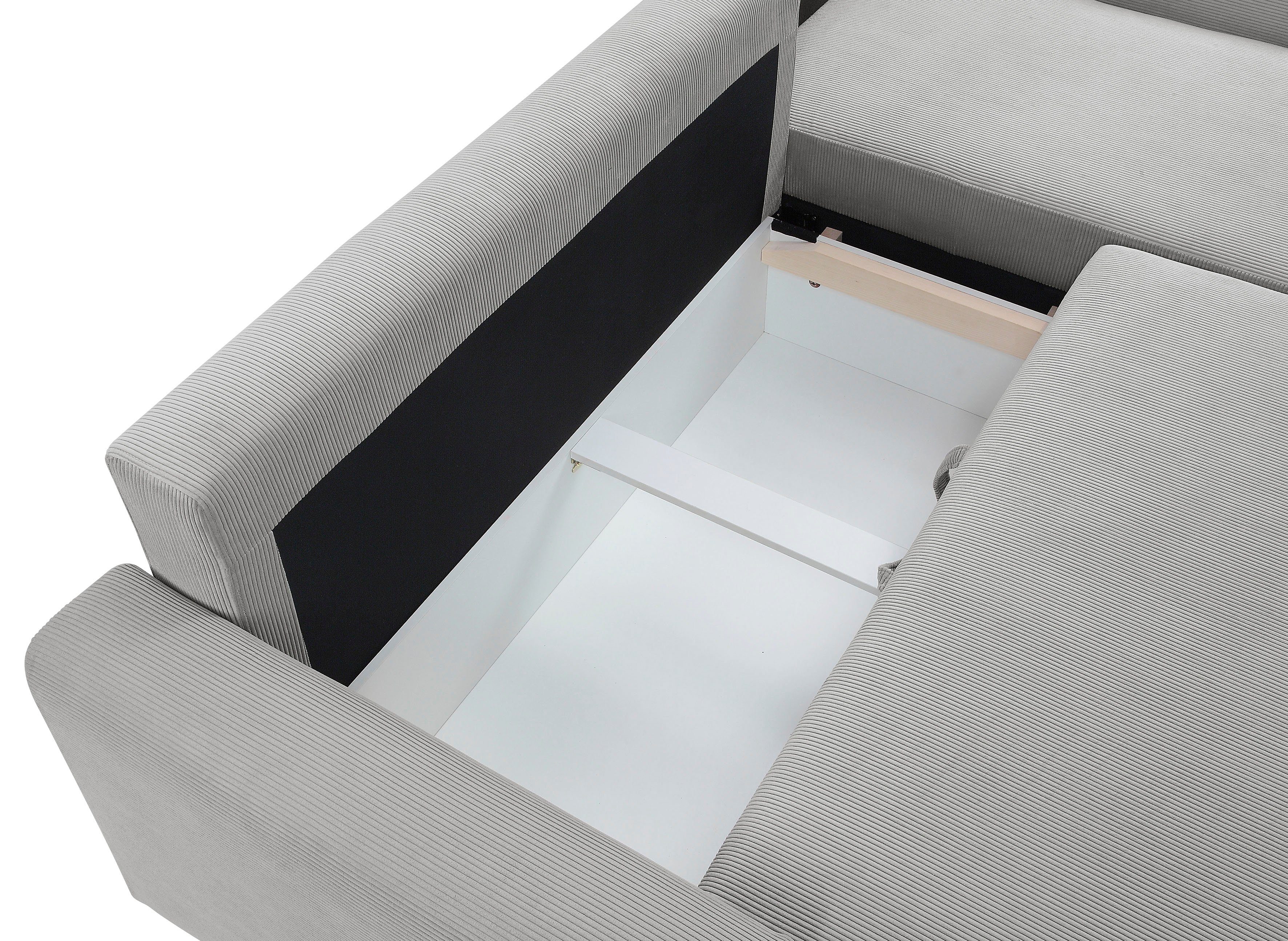 ATLANTIC home collection Hoekbank Dublin L-vorm Slaapfunctie en bedkist, récamier links of rechts te monteren