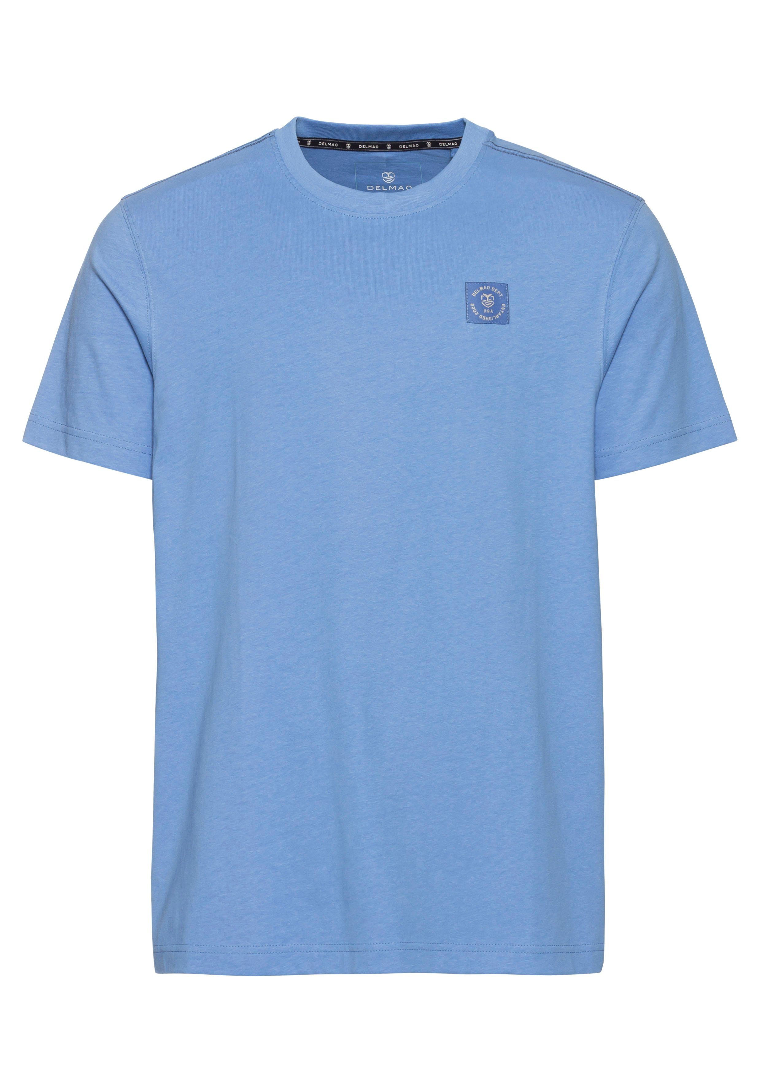 DELMAO Shirt met ronde hals Korte mouw, regular fit, basic, van 100% katoen