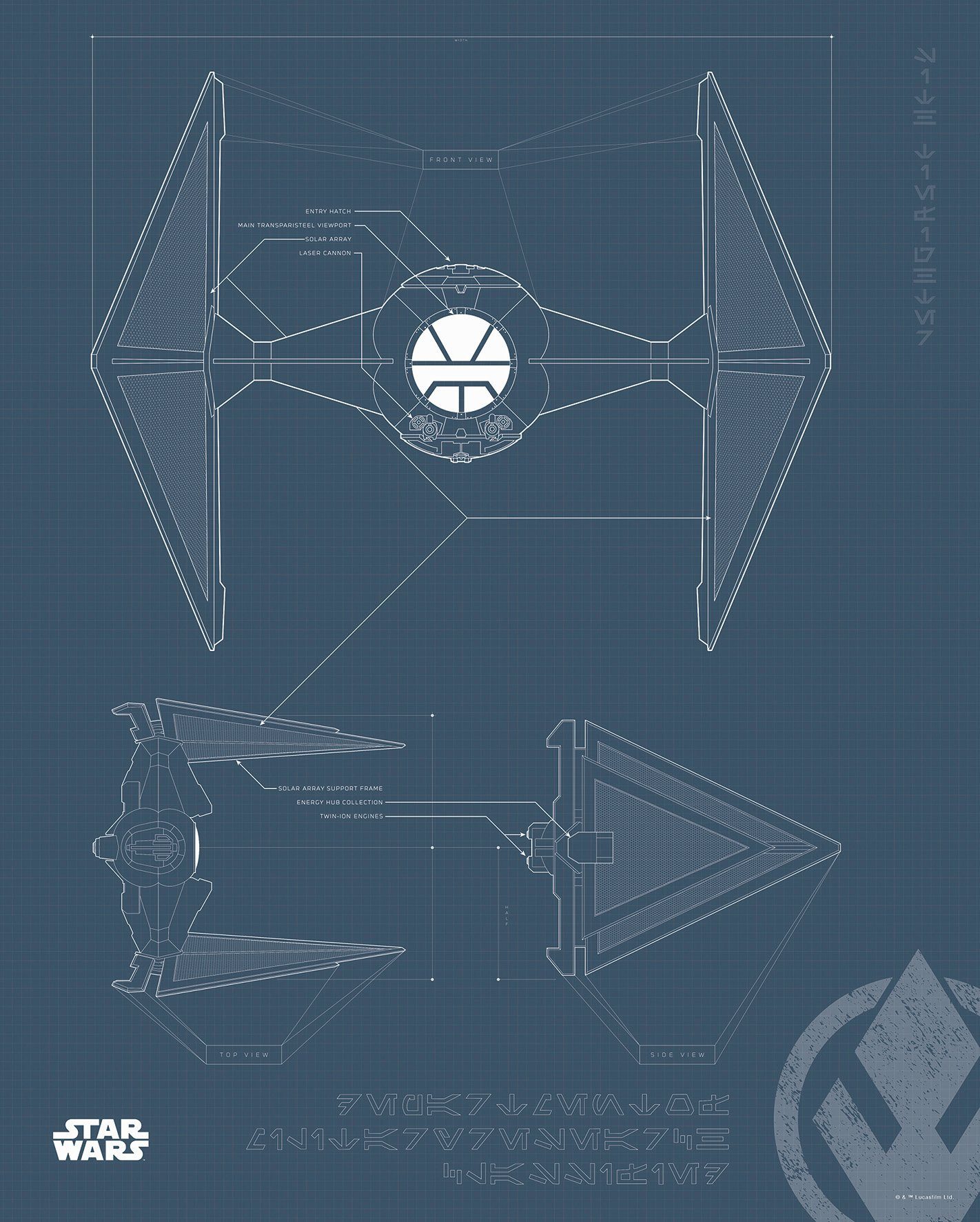 Komar wanddecoratie Star Wars Blueprint Sith TIE-Fighter, zonder lijst