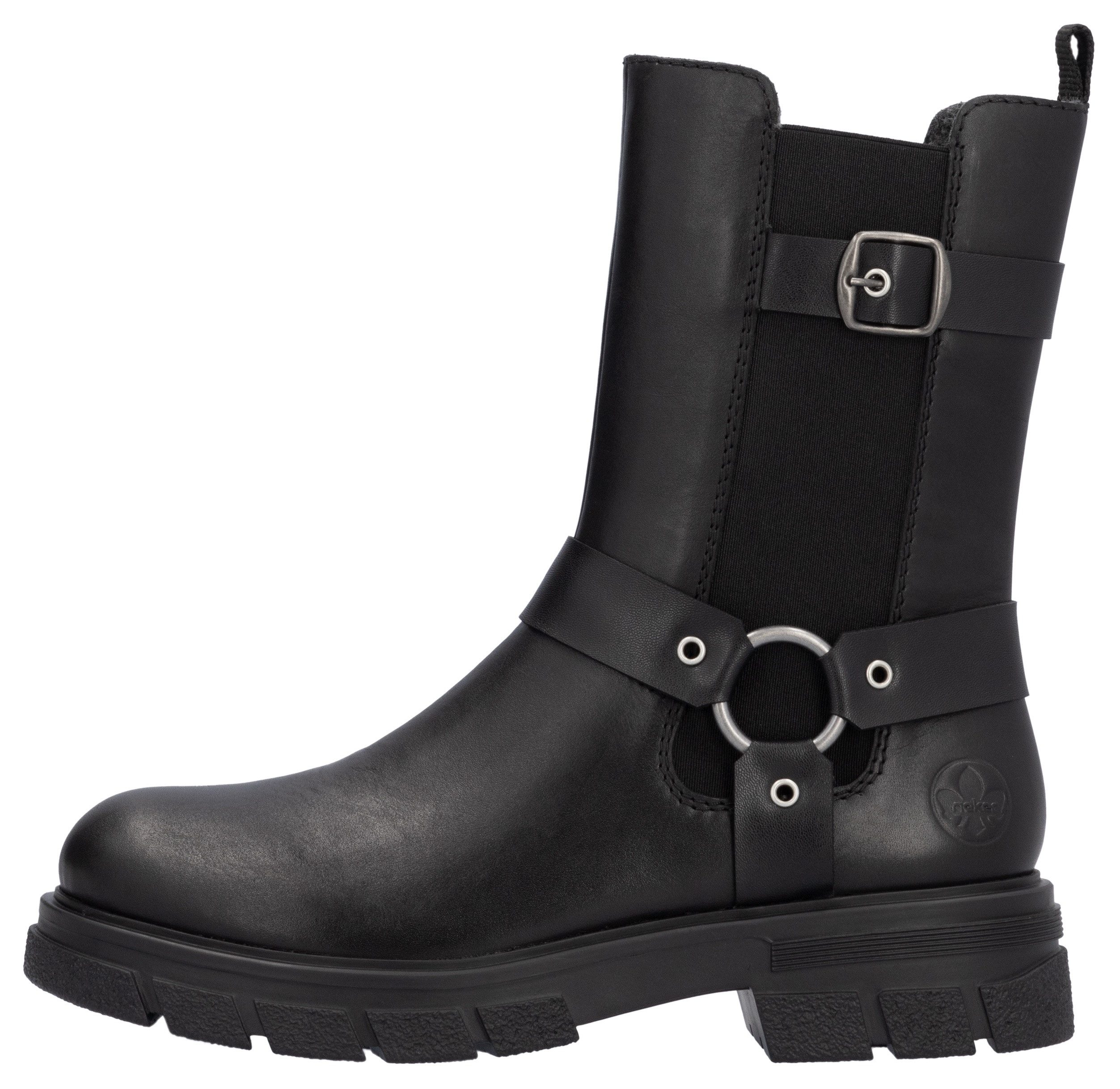 Rieker Chelsea-boots bikerboots, instap enkellaars met binnenrits