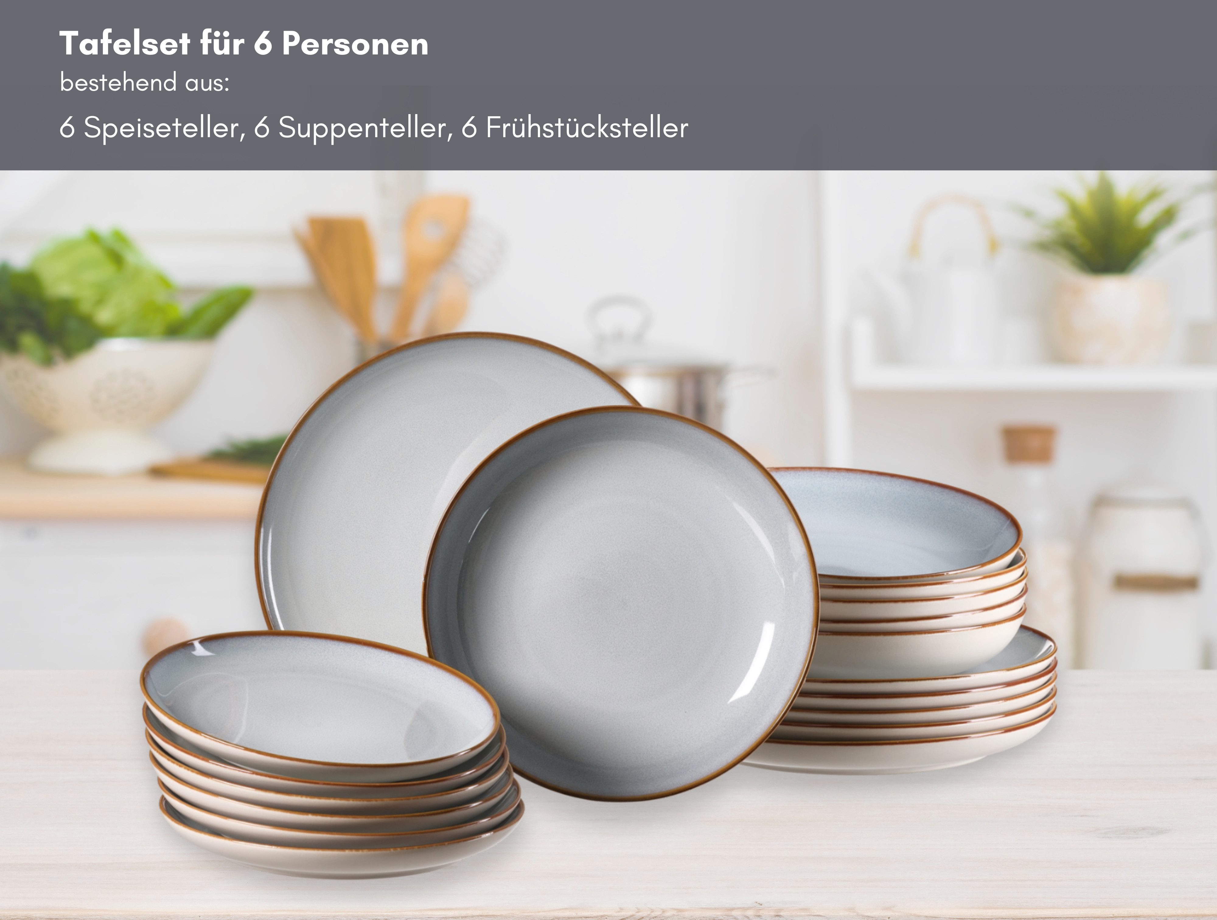 Ritzenhoff & Breker Eetservies Portofino Reactief glazuur, elk exemplaar is uniek (set, 18-delig)