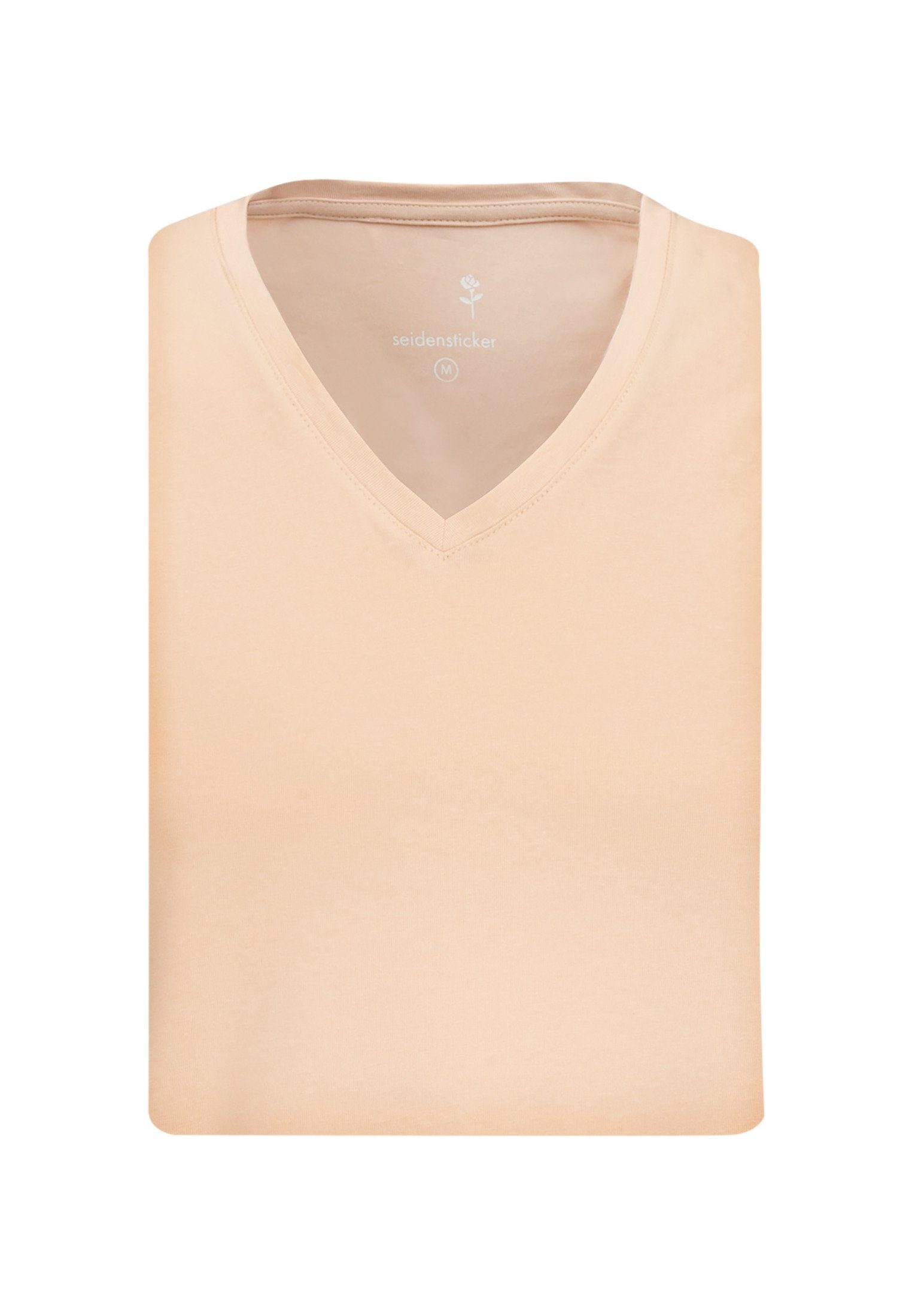 seidensticker T-shirt Zwarte roos Korte mouwen V-hals uni