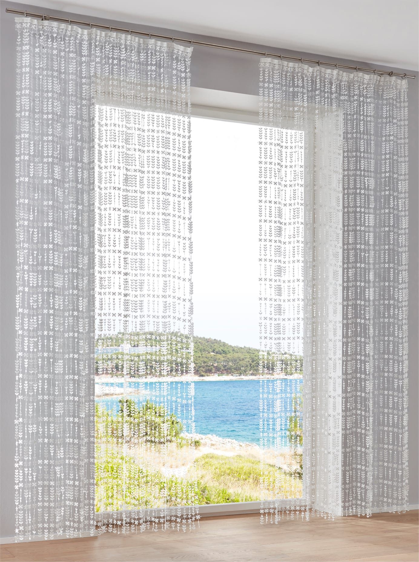 heine home Gordijn (1 stuk) kant & klaar gordijnen maat 2 beige