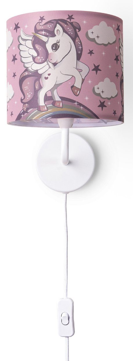 Paco Home Wandlamp Cosmo 213 Kinderlamp met âˆ…18cm eenhoorn regenboog kabellengte 3m E14