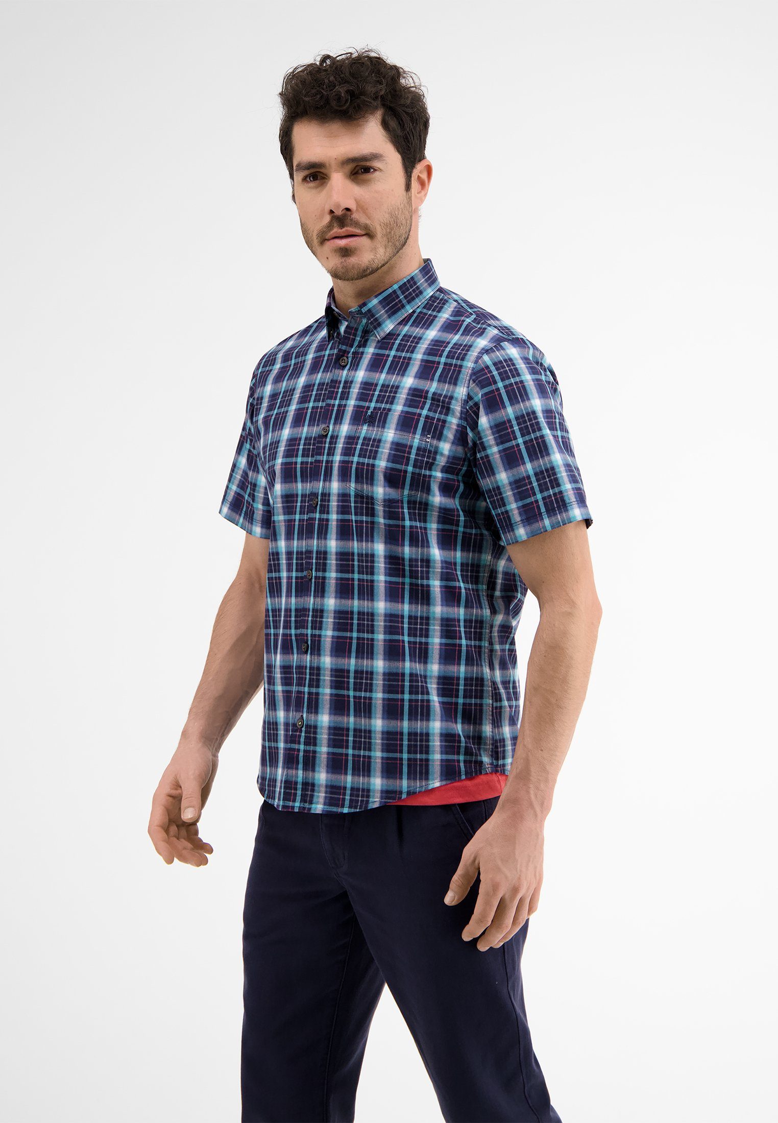 Lerros Overhemd met korte mouwen LERROS korte mouw overhemd *Poplin Check*