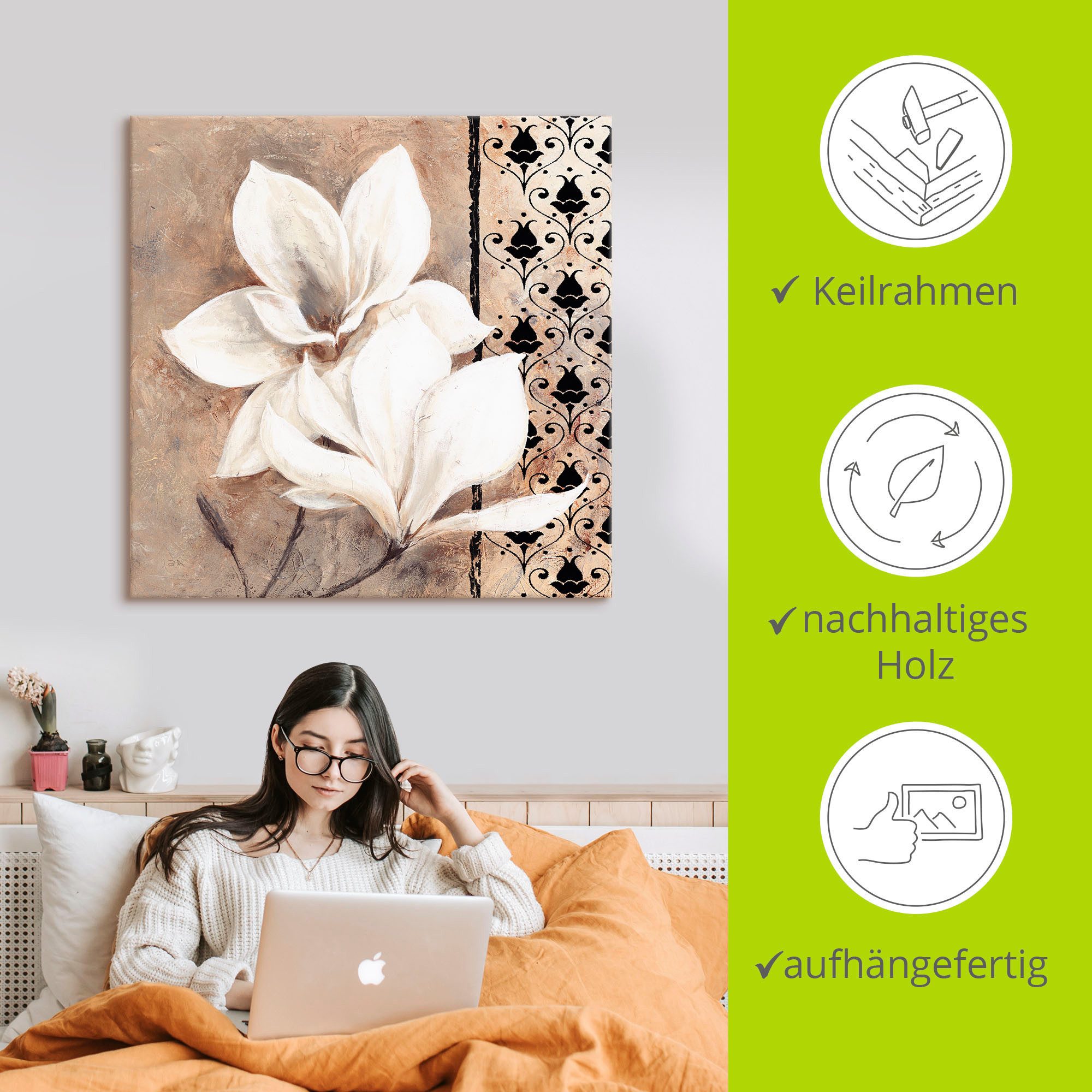 Artland Artprint Klassieke magnolia's als artprint op linnen in verschillende maten