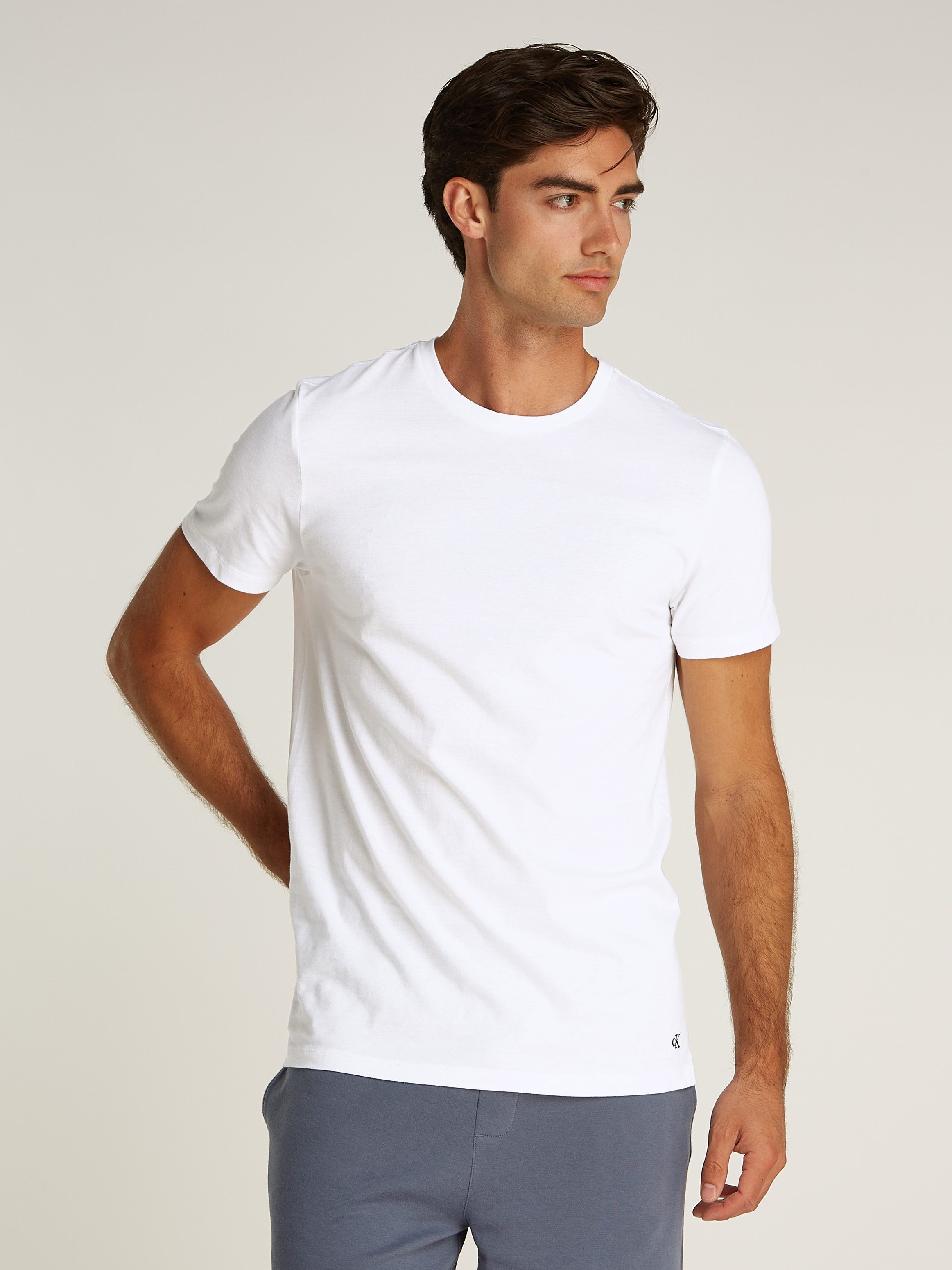 Calvin Klein T-shirt S/S CREW NECK 3PK met geborduurd logo (3-delig, Set van 3)