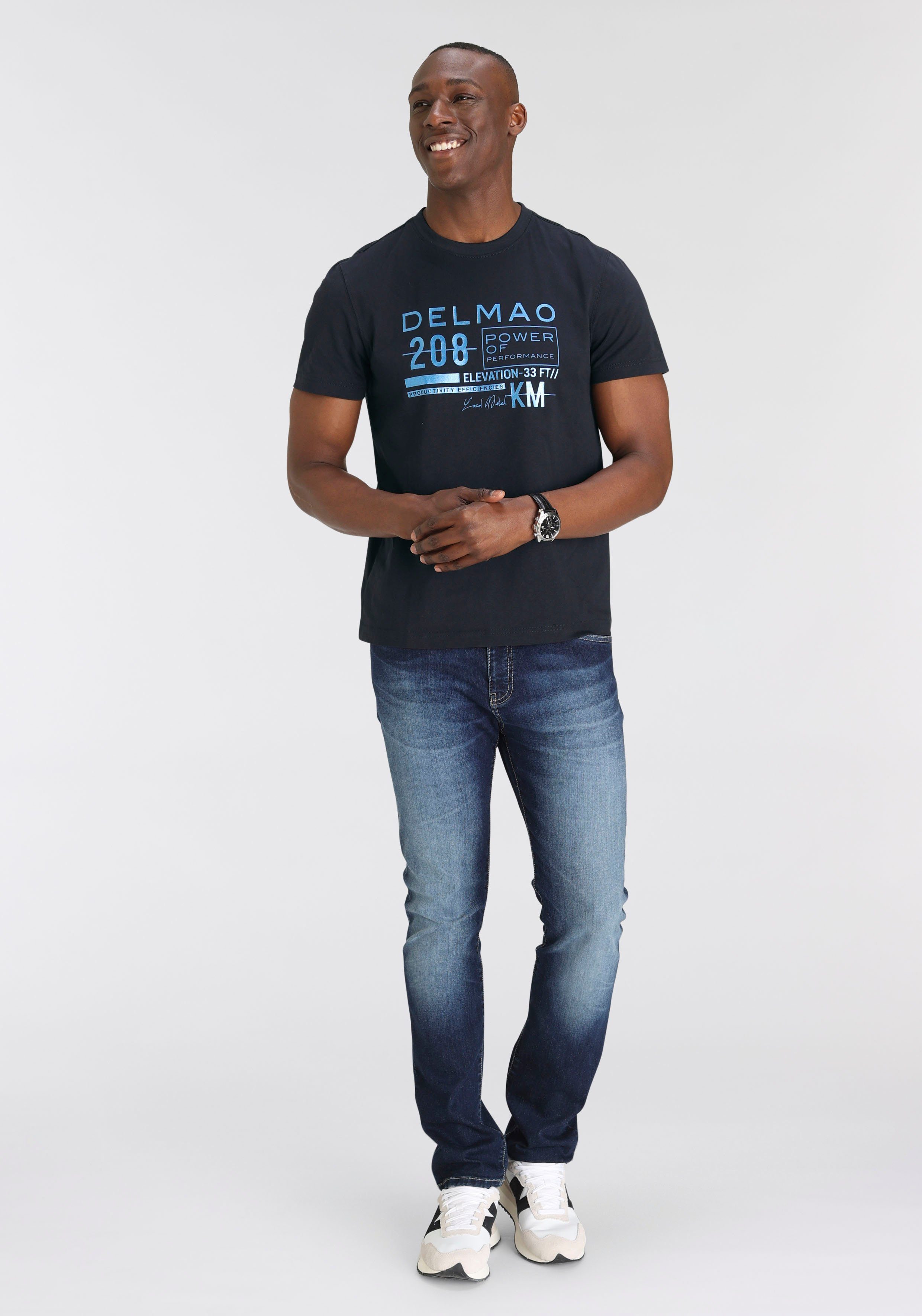 DELMAO T-shirt Korte mouw, bedrukt, ronde hals, van 100% katoen