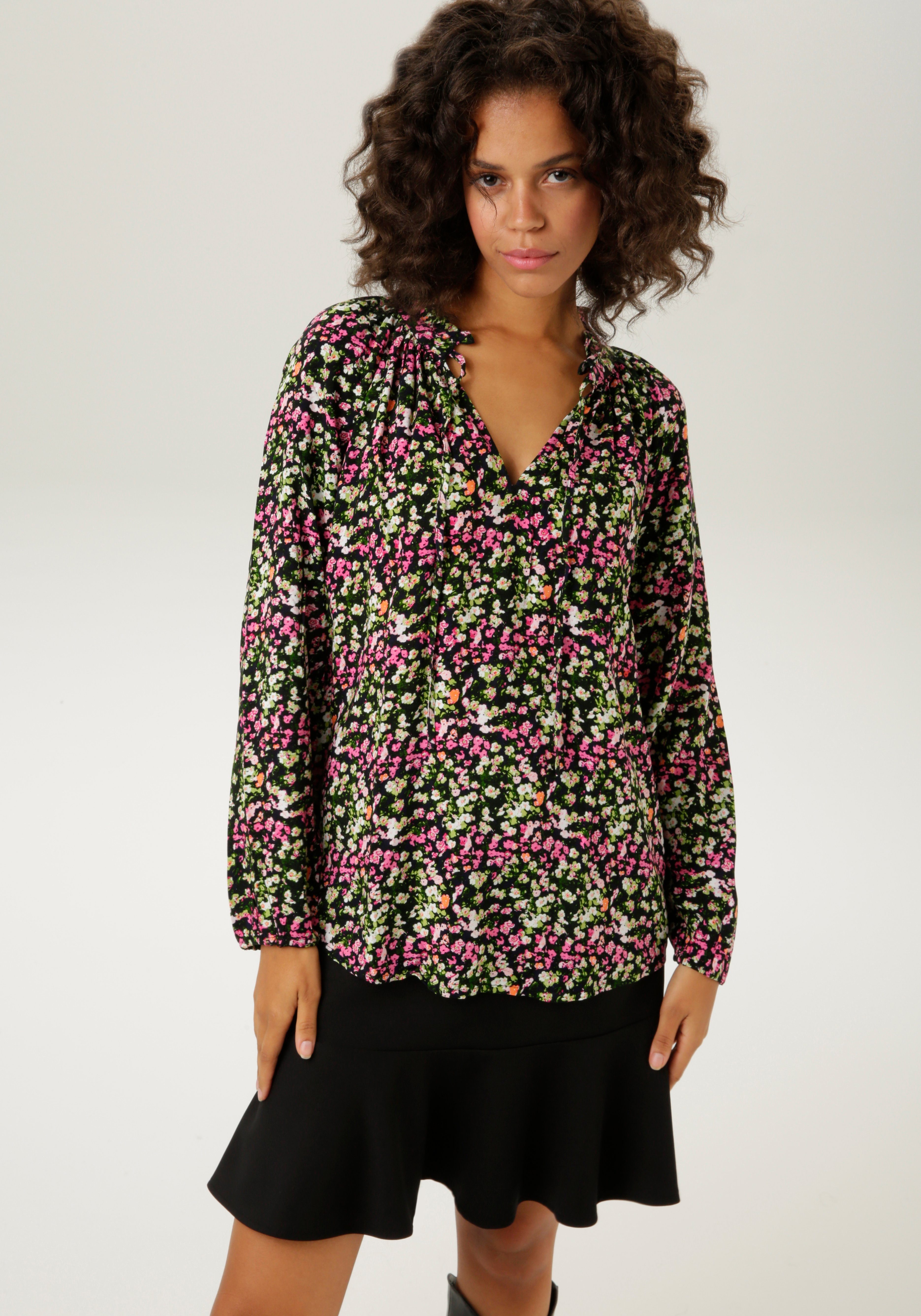 Aniston CASUAL Blouse zonder sluiting met kleurrijke bloemenprint