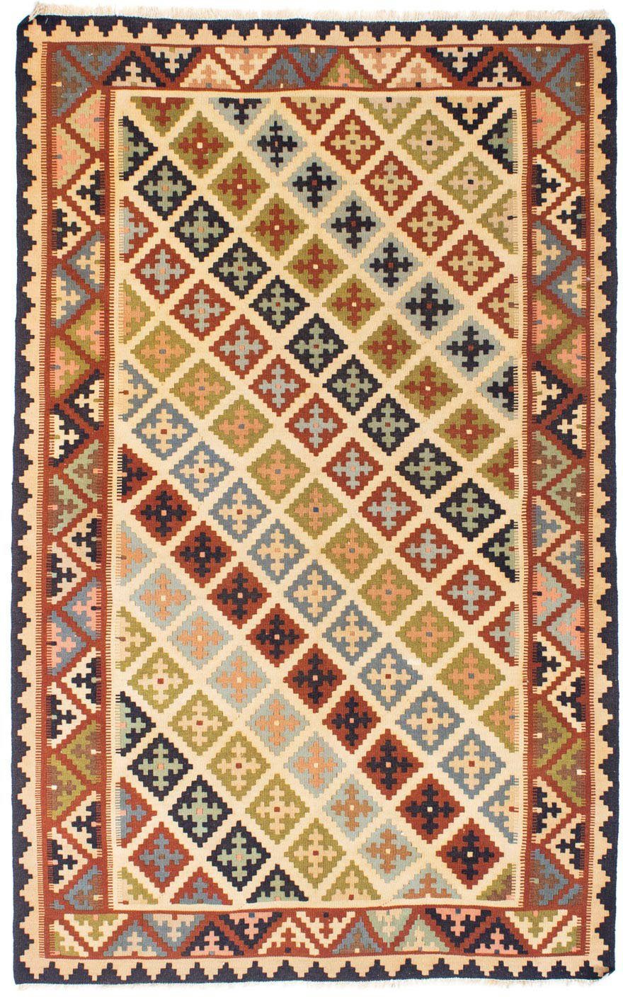 morgenland Wollen kleed Kelim Fars Nomadisch beige 204 x 129 cm Oriëntaalse look