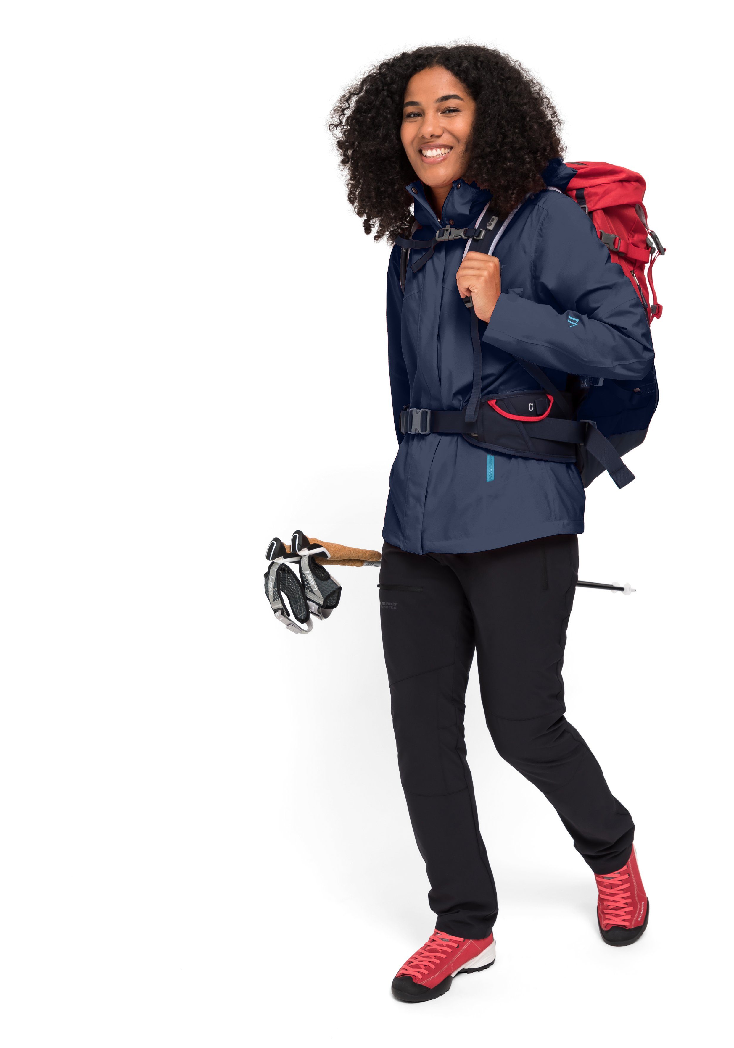 Maier Sports Outdoorjack Metor rec W Dames regenjack met capuchon, waterdicht, 2 buitenzakken, binnenzak