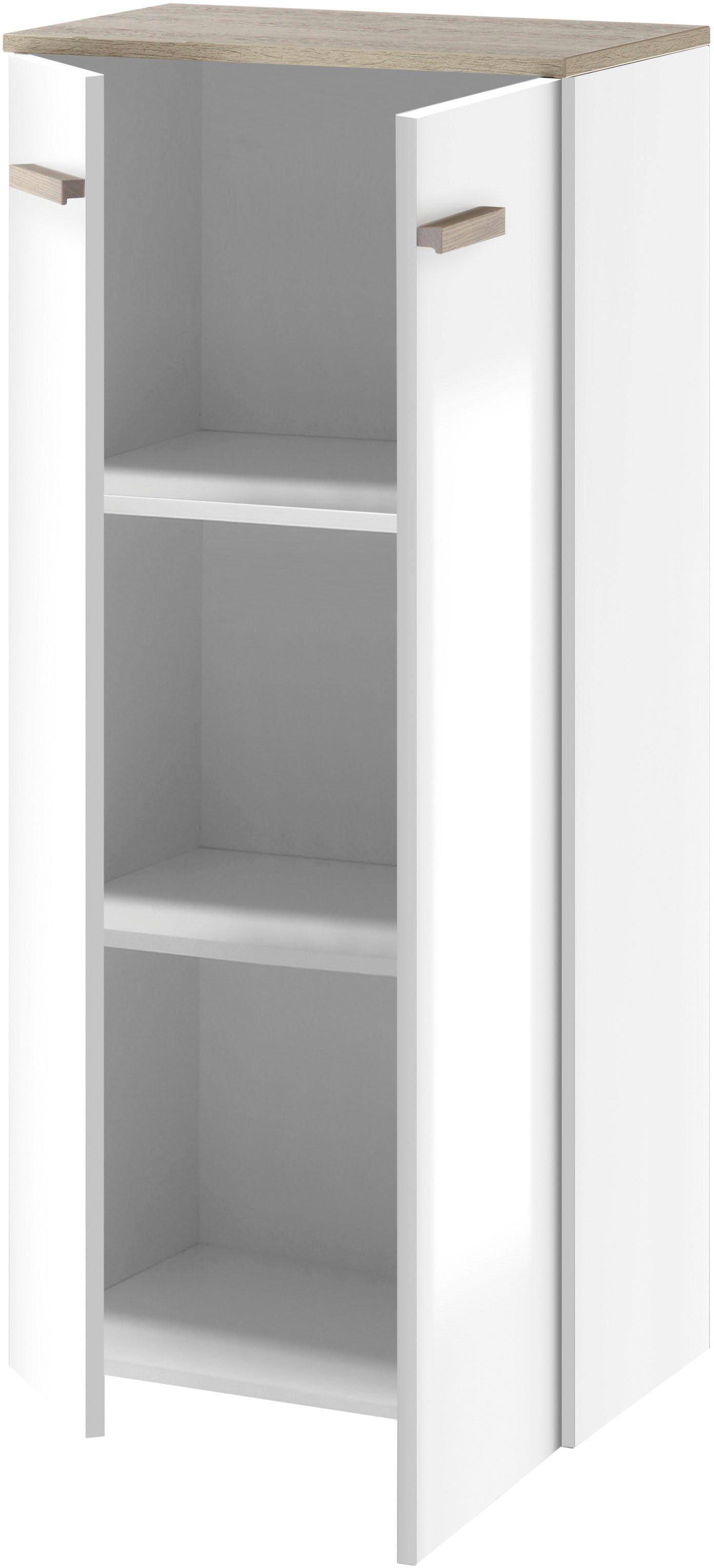 Places of Style Halfhoge kast SOLiD, badkamerkast in modern ontwerp, kast met houten grepen