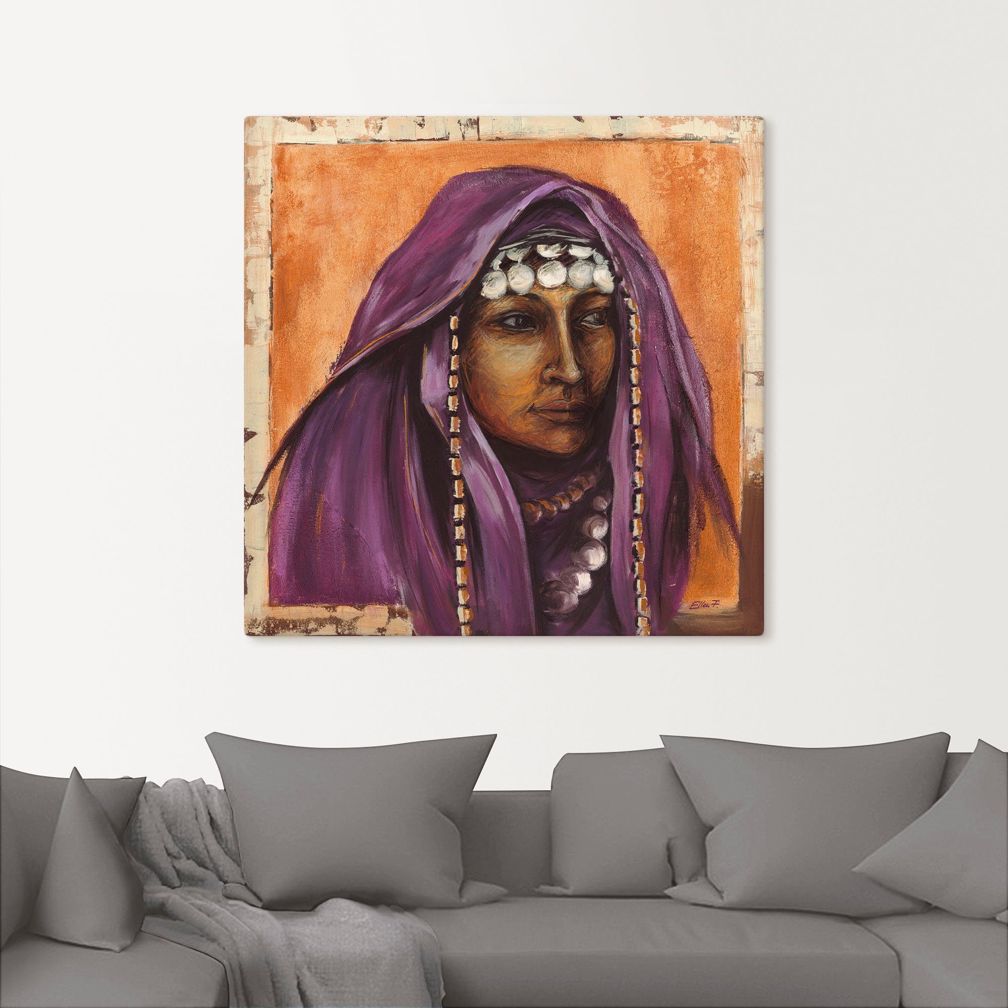 Artland Artprint op linnen Beduinin II met auberginekleurig sjaaltje