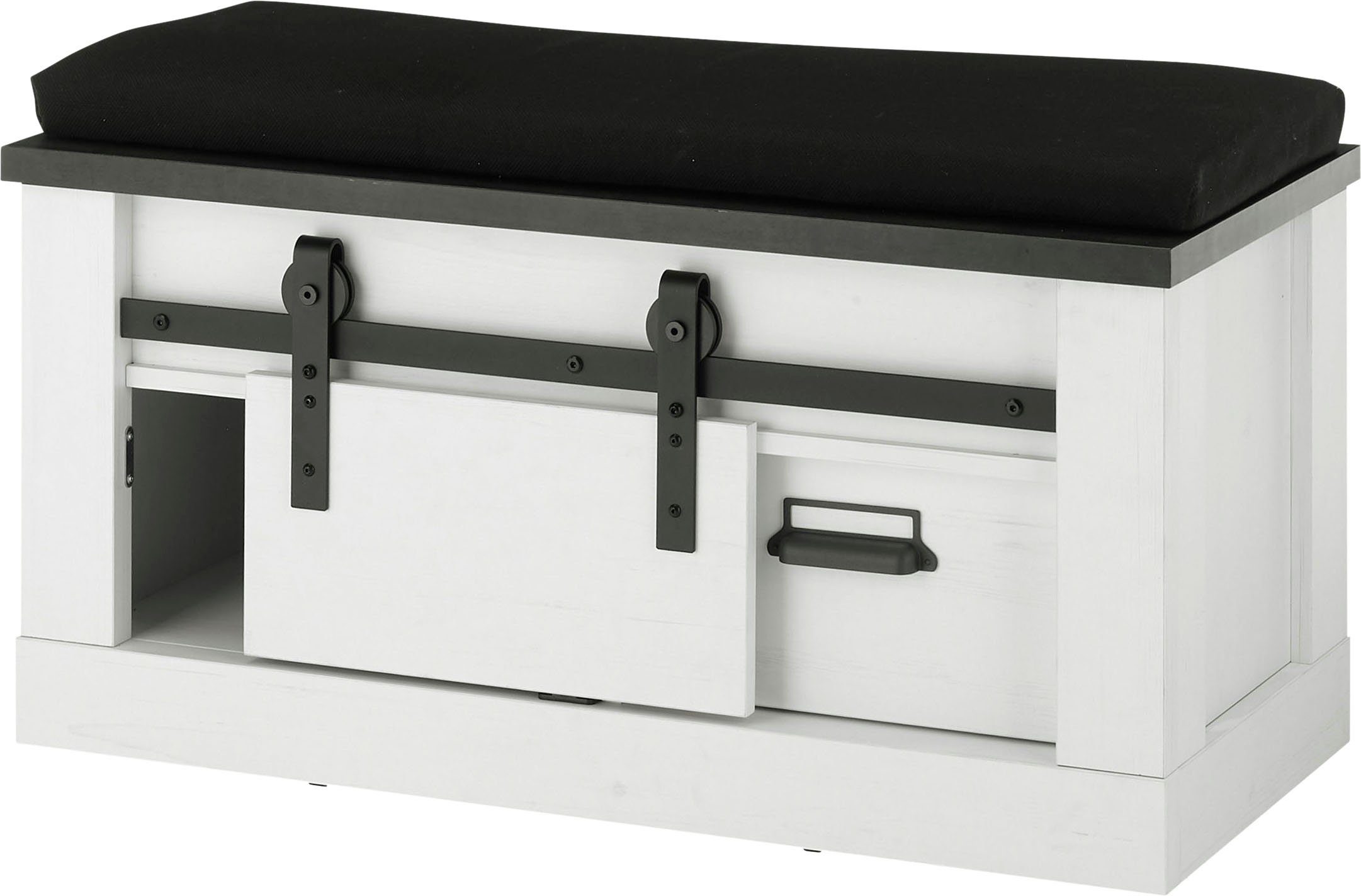 Home affaire Zitbank Sherwood moderne houtdecor, met schuurdeurbeslag van metaal, breedte 93 cm