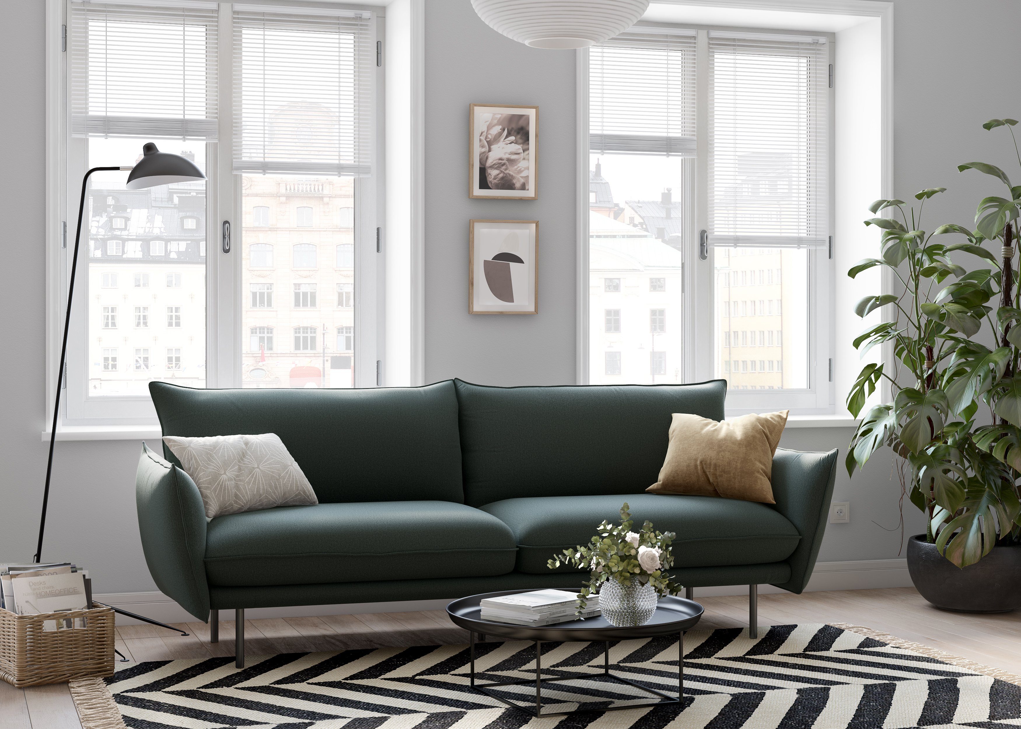 andas 3-zitsbank Stine Bijzonder design door kussen-look en opstaande naad, by Morten Georgsen