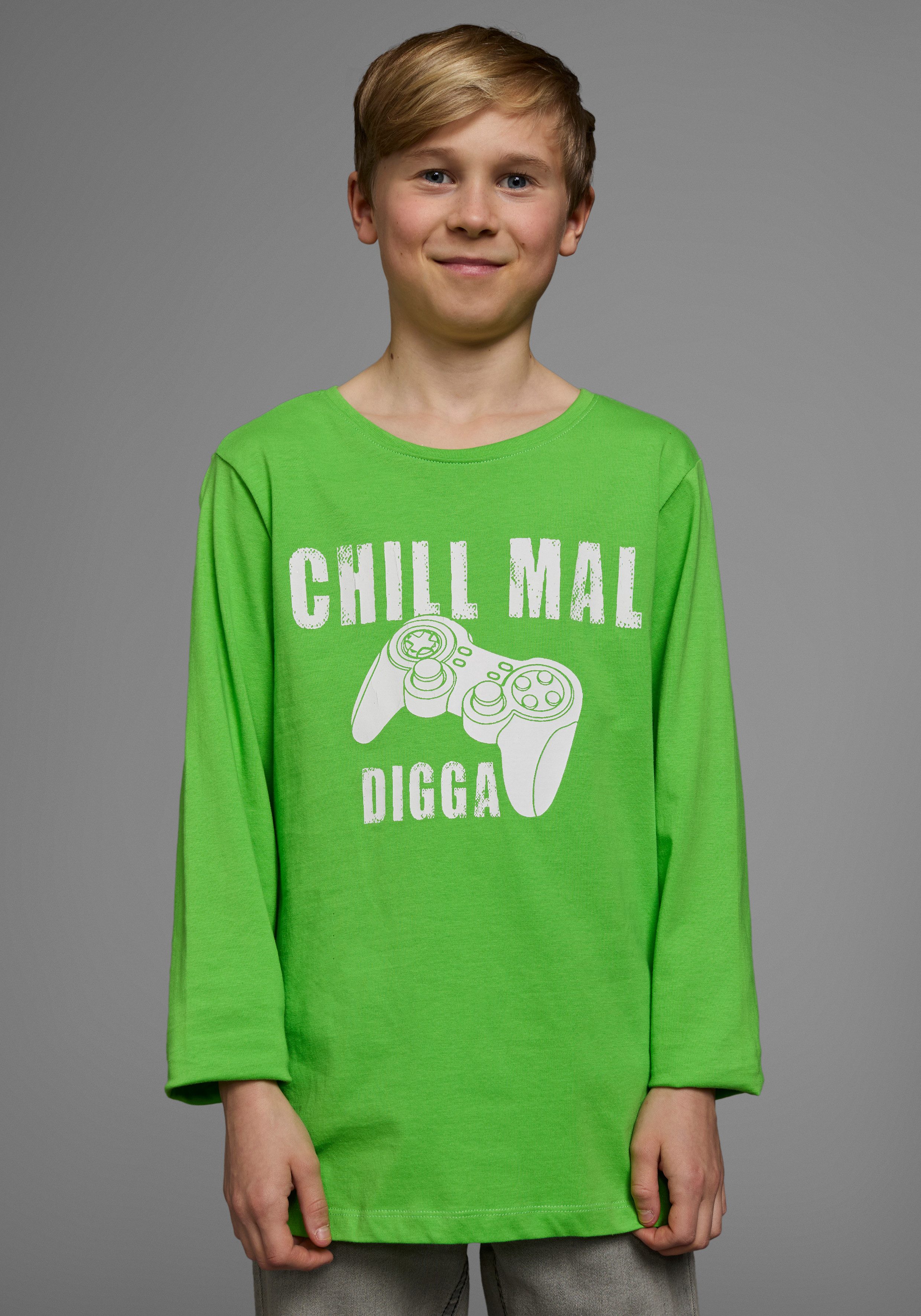 KIDSWORLD Shirt met lange mouwen CHILL MAL DIGGA Lange mouwen, basic pasvorm, met frisse opdruk