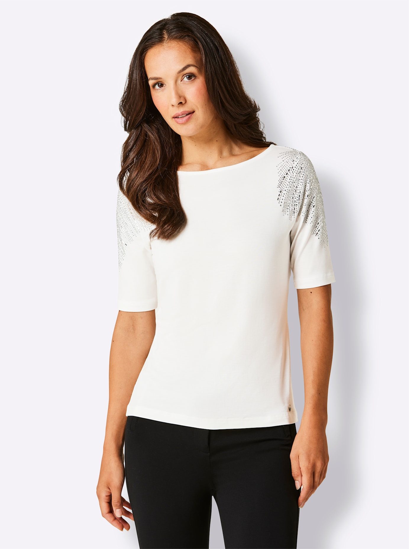 CREATION L PREMIUM Shirt met korte mouwen Lyocell-katoenen shirt (1-delig)