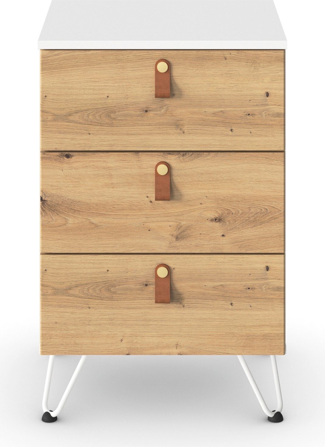 rauch Nachtkastje Homey by Aditio met handgrepen in leer, 3 lades met softclose-functie