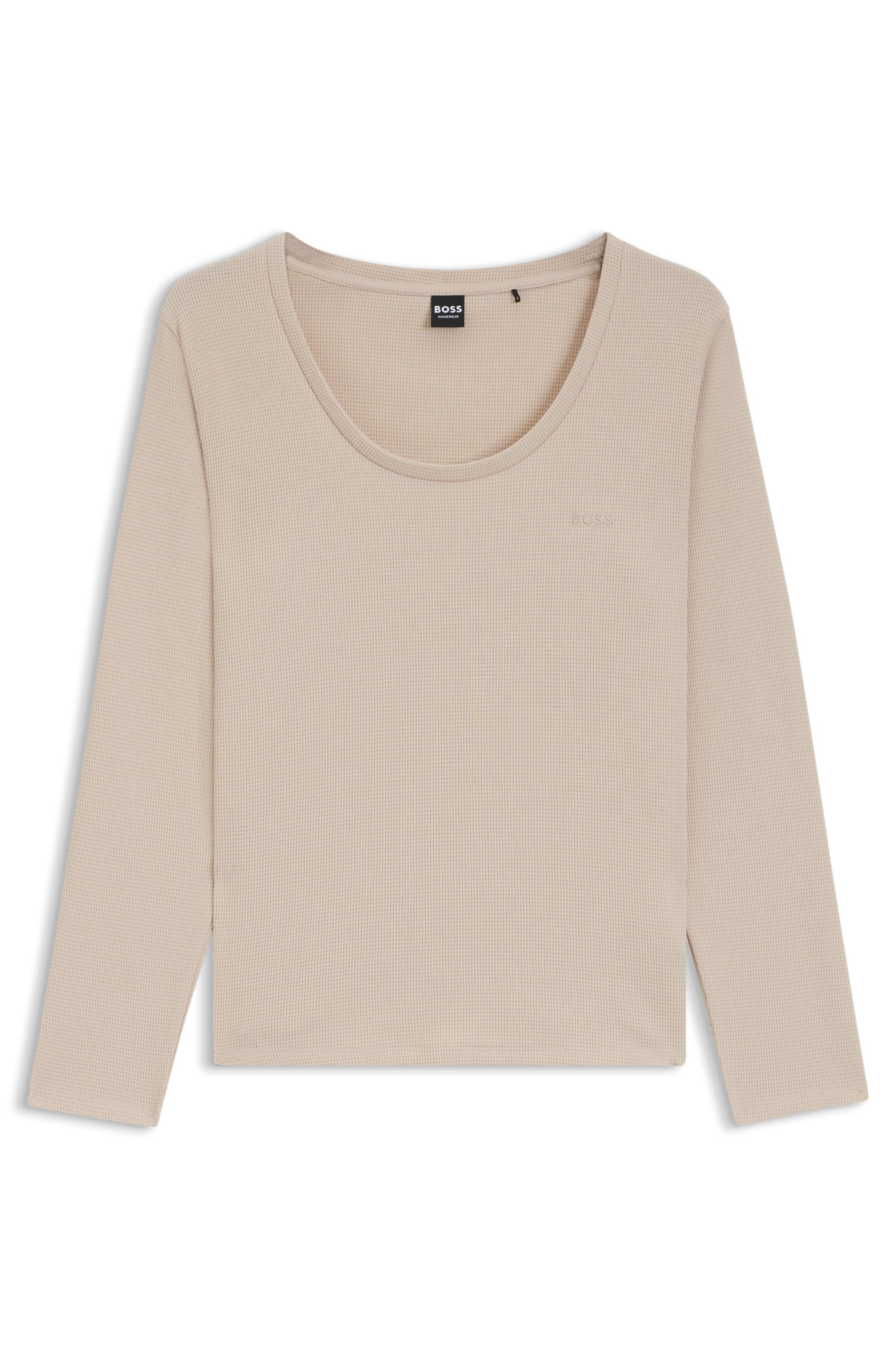 BOSS Shirt met lange mouwen Waffle Slaap-top, wafelstructuur, van katoenmix