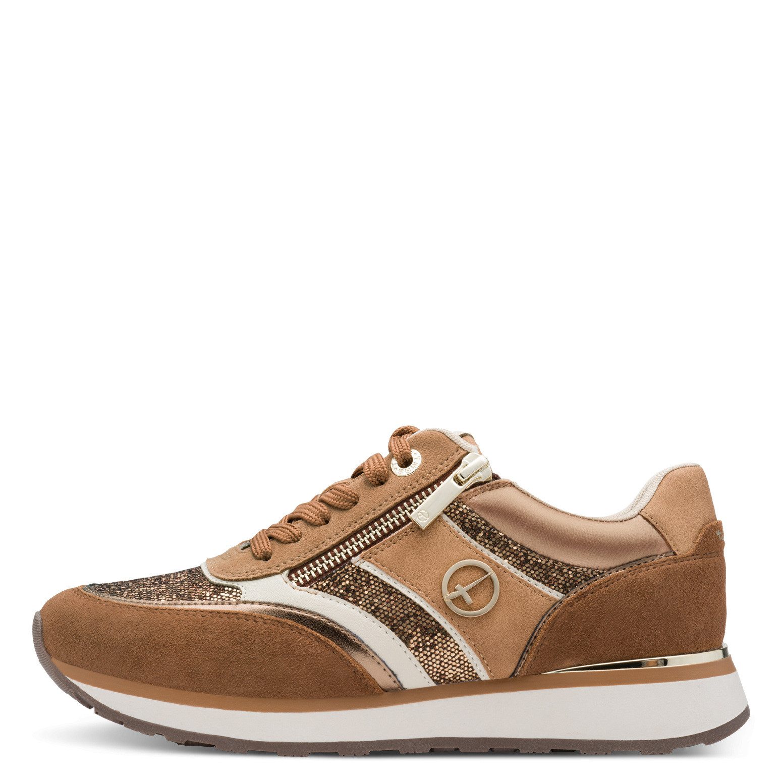 Tamaris Sneakers met sleehak vrijetijdsschoen, lage schoen, veterschoen met contrastafwerkingen