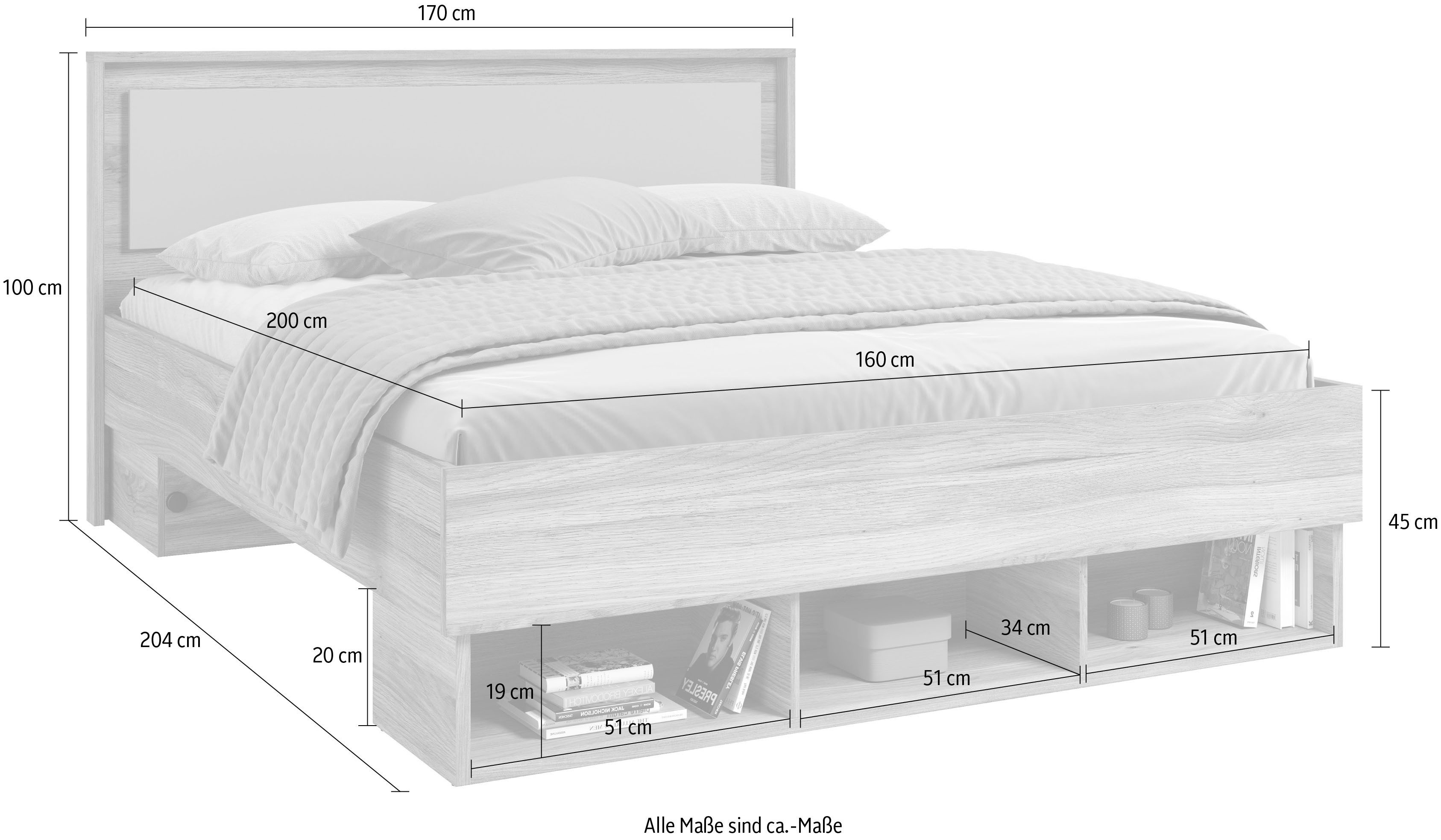 Home affaire Bedframe Wharton, 140, 160 of 180cm breedte, Made in Europe Tweepersoonsbed met open planken, FSC-gecertificeerd houtmateriaal