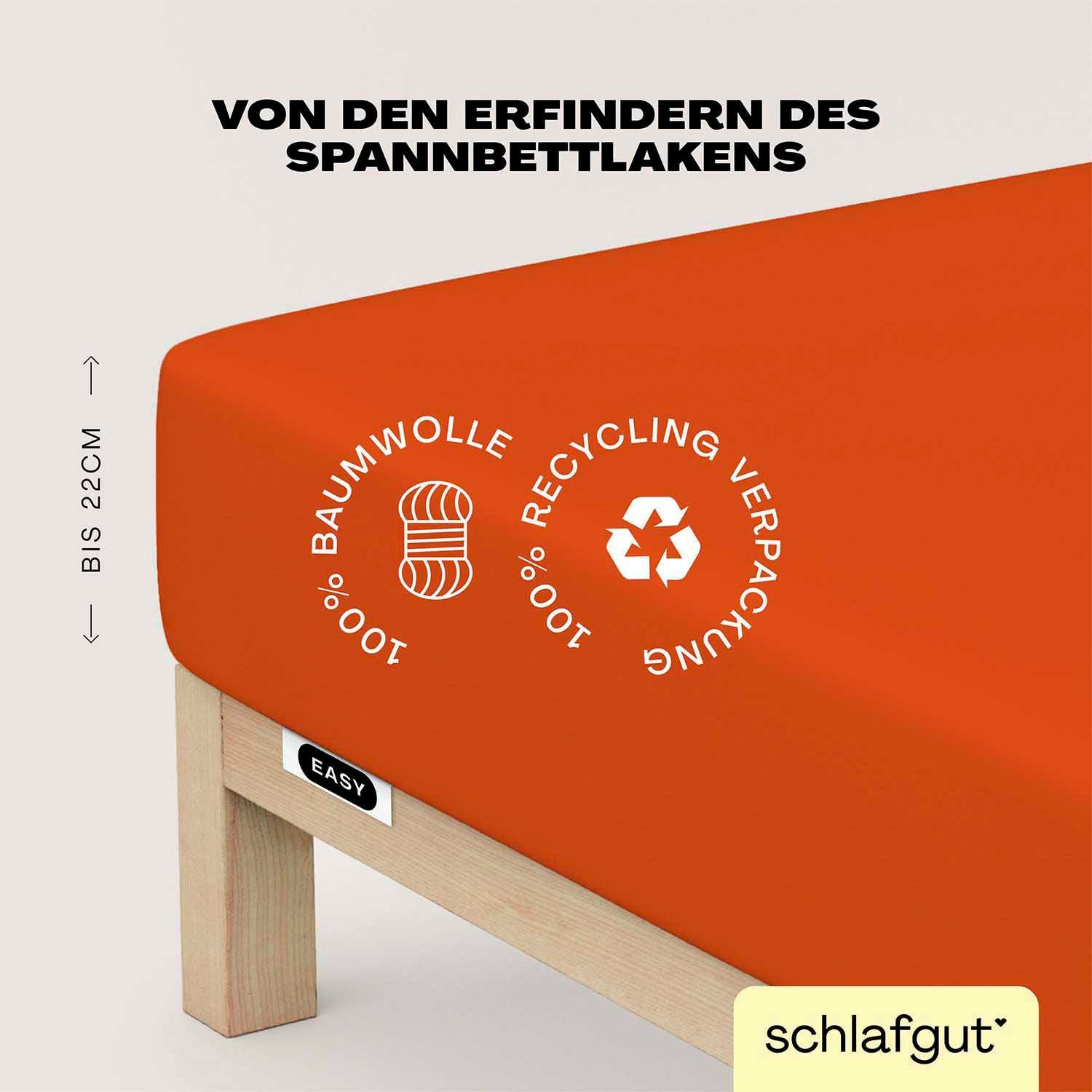 Schlafgut Hoeslaken EASY van 100% katoen, zacht & absorberend, merk-beddengoed voor matrassen tot 22 cm hoogte, in 90x200, 140x200 of 180x200 cm (1