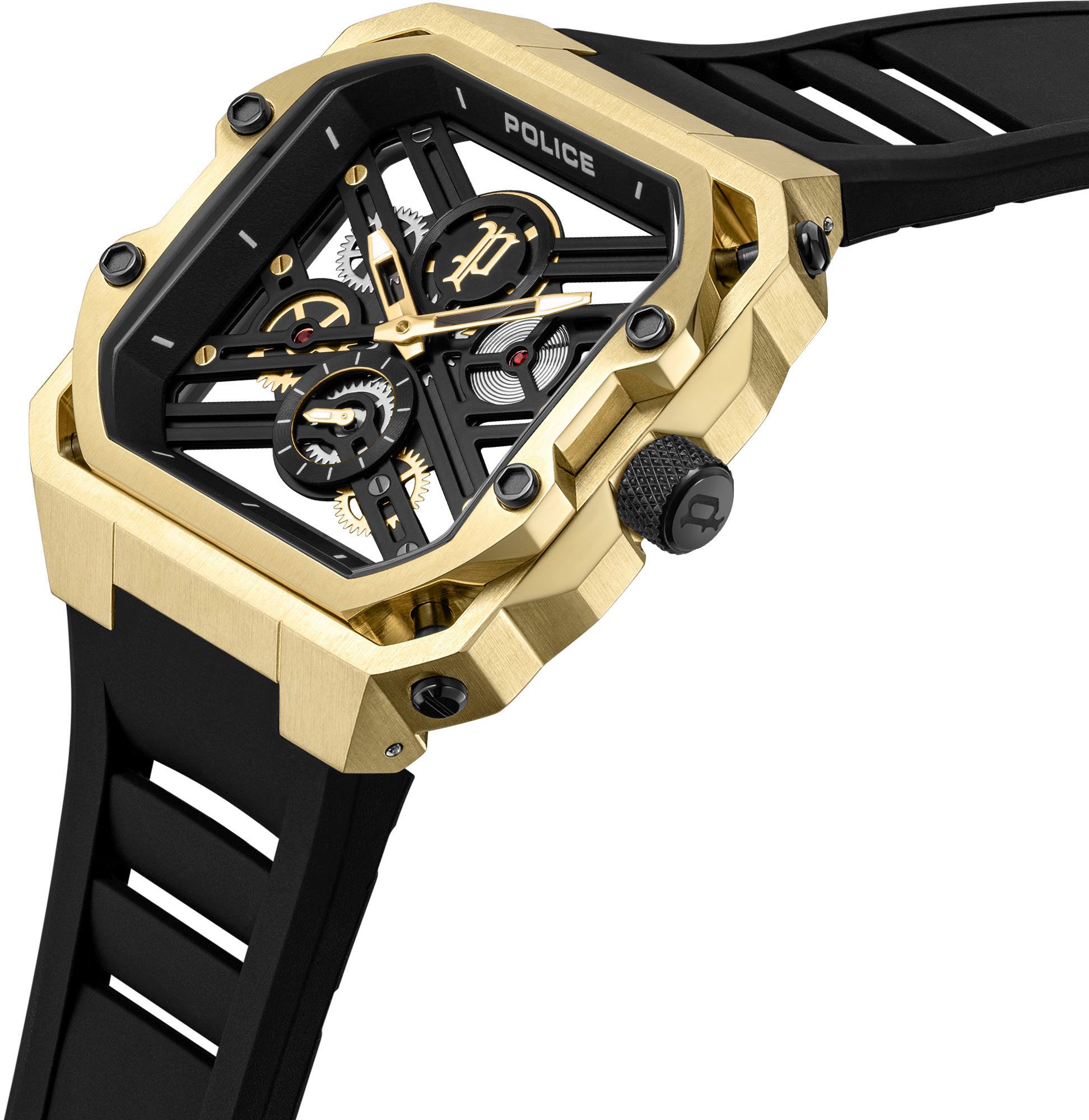 Police Multifunctioneel horloge DISRUPTOR I Quartzhorloge, polshorloge, herenhorloge, siliconen armband, analoog