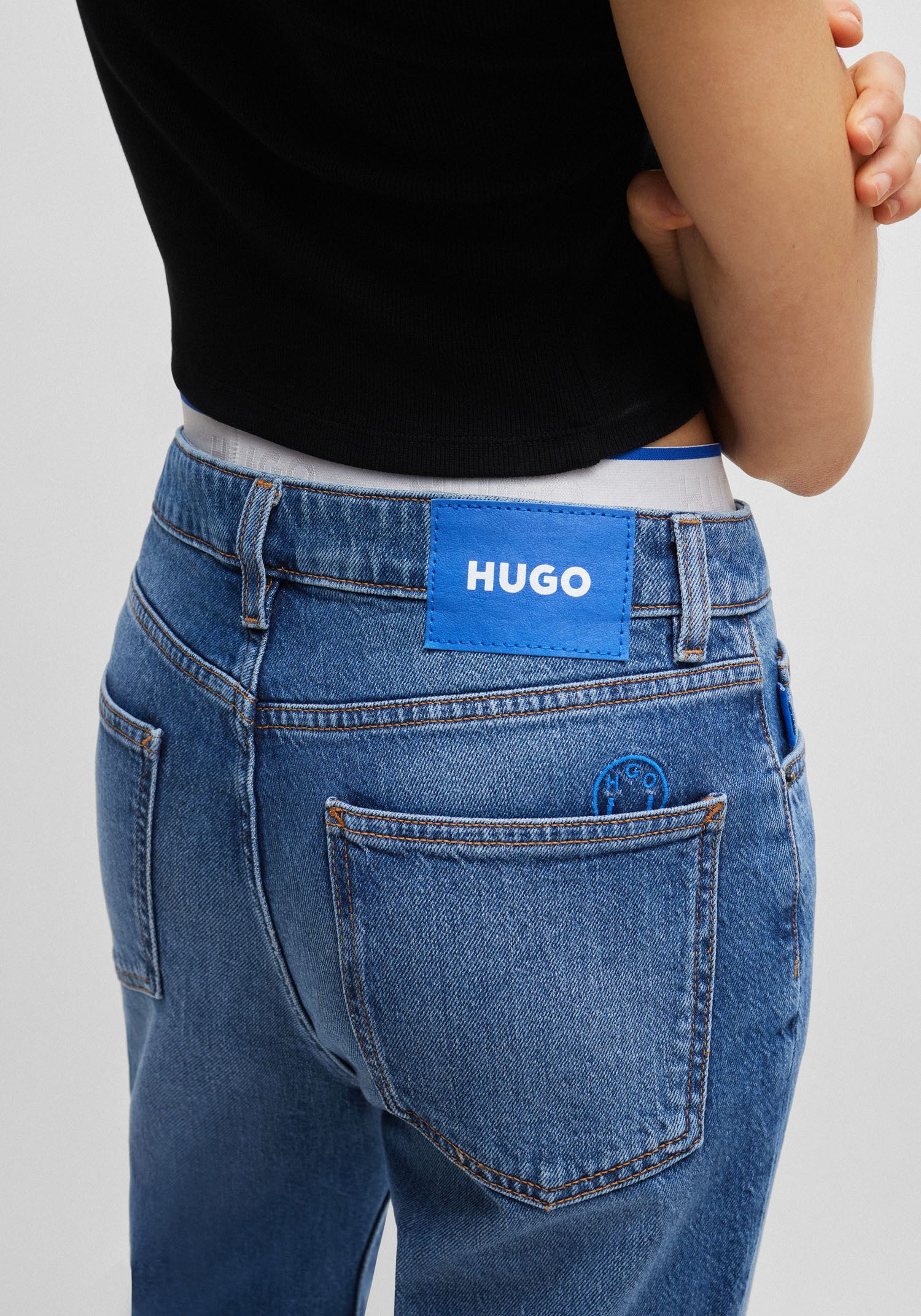 HUGO Blue Mom jeans Noe_B Straight fit jeans met hoge taille